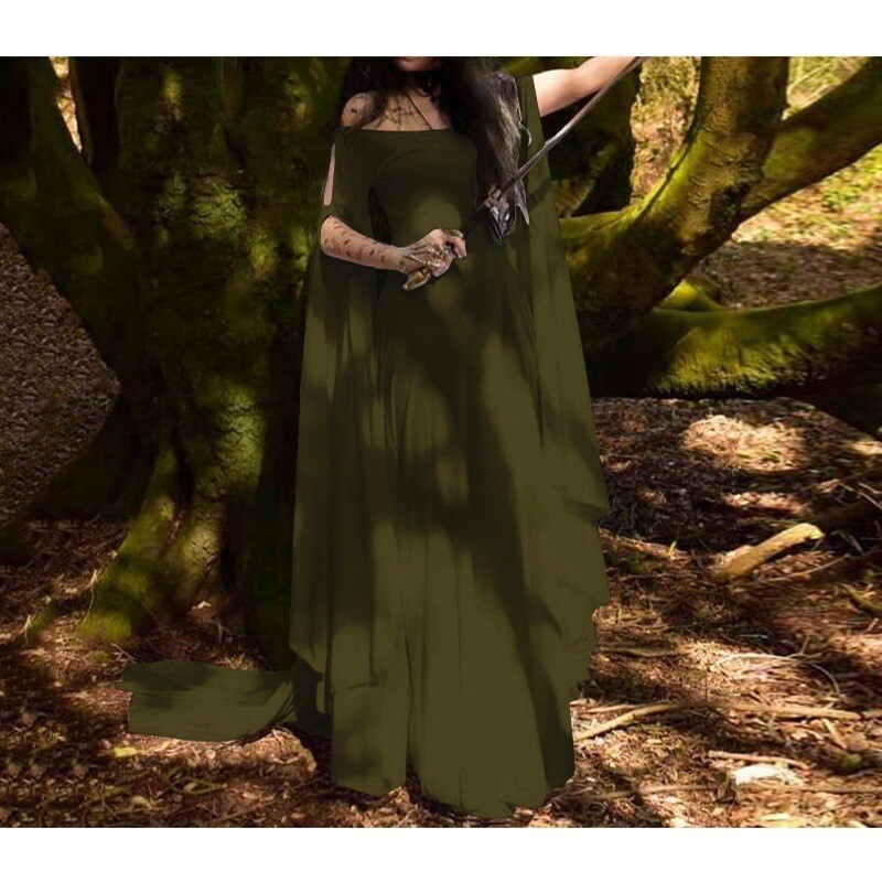 Medieval Renaissance Women’s Flare Sleeve Fantasy Fairy Dress Halloween Costume