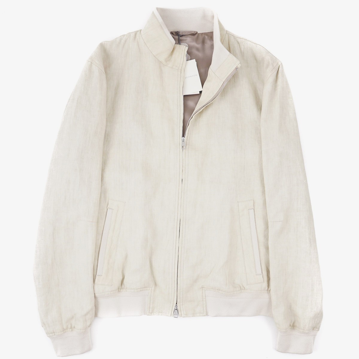 Brett Johnson Ivory Cream Linen Bomber Jacket with Knit Details XL (Eu 54) NWT