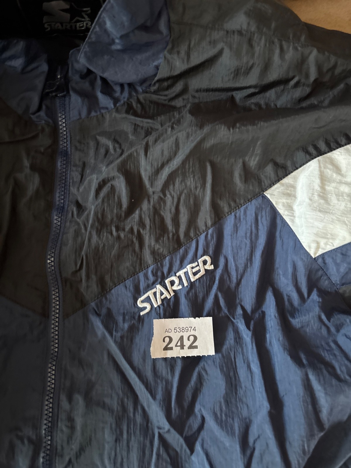 Vintage Starter Windbreaker Jacket M Blue Black 90s Streetwear Retro Sportswear