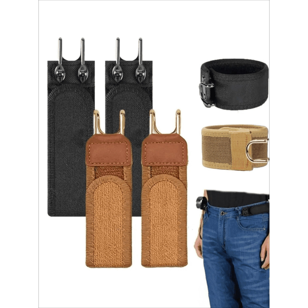 4pcs Black Elastic Waist Belt Metal Hook Comfortable Valentine Gift for Men