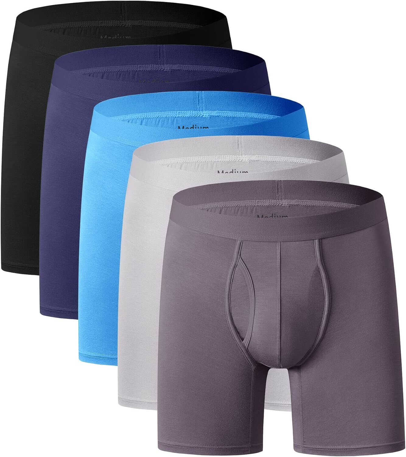 Men’s Underwear Soft Bamboo Viscose Boxer Briefs Stretch Trunks Pack