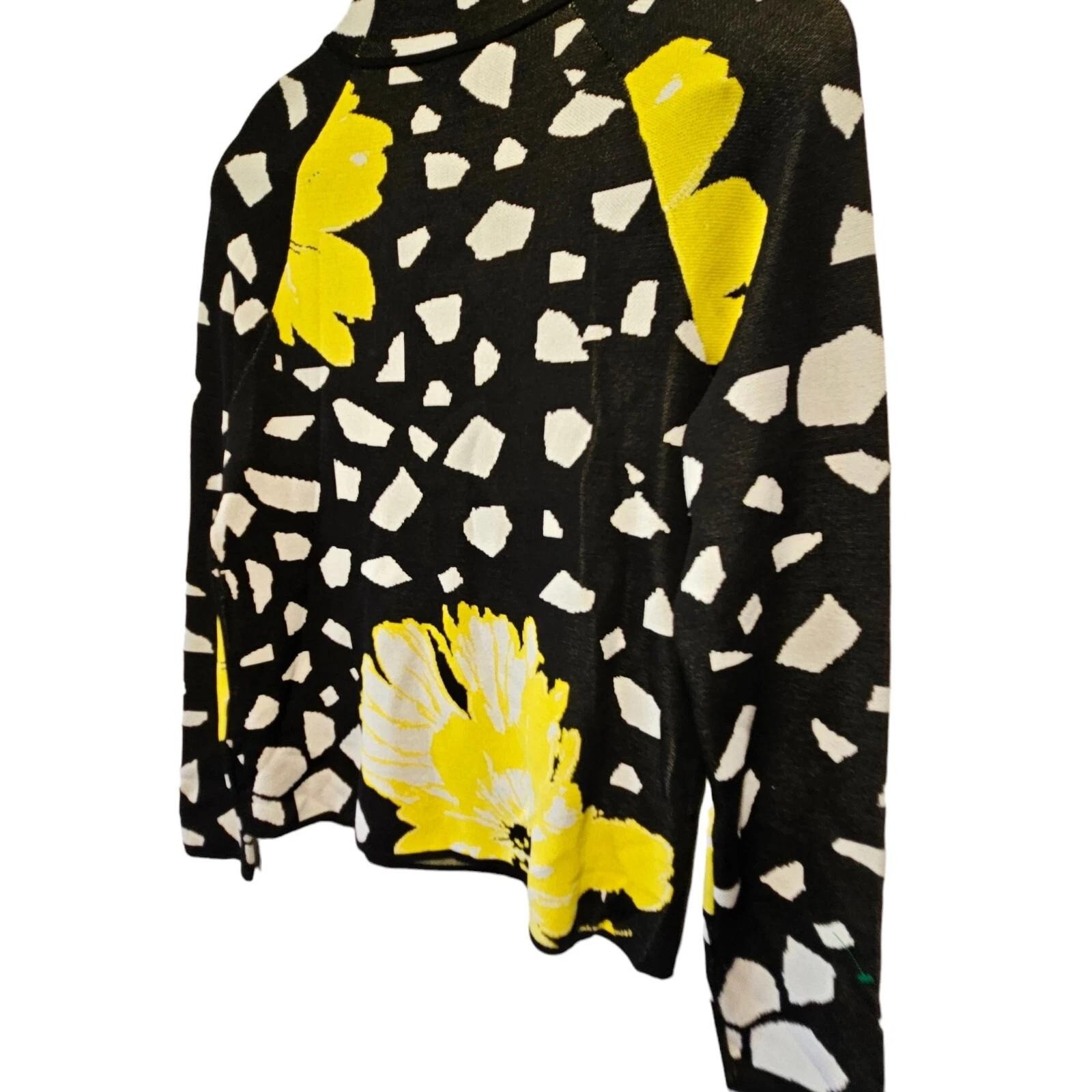 MADELEINE Jacquard Jumper Top Blouse In Fine Knit Floral S/M