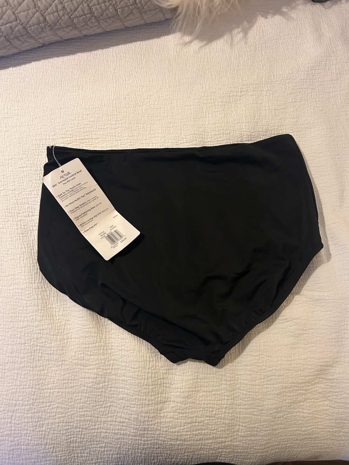 Active Spirit 360 Surround Control Brief Bikini Bottom Black Swim 801004 Size L