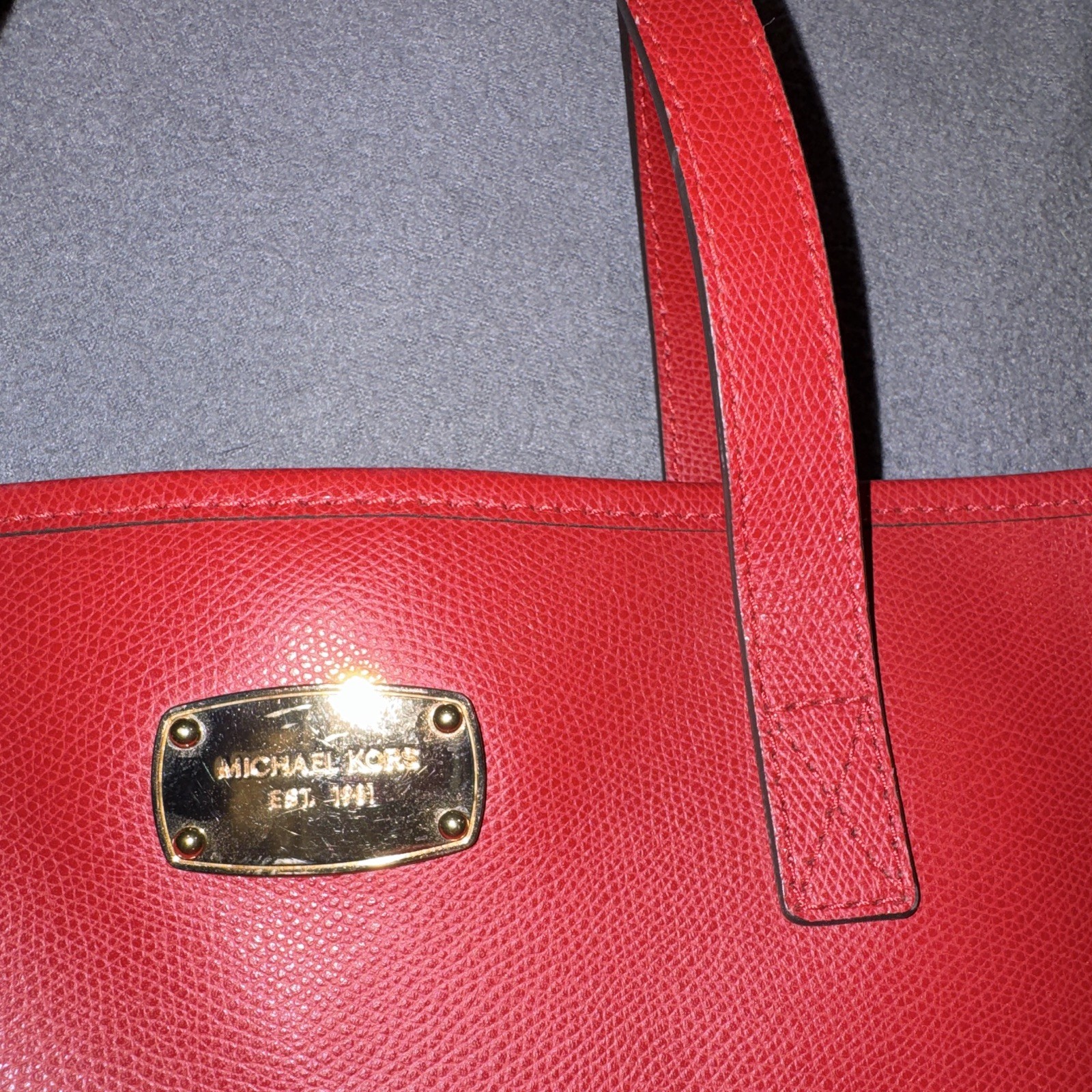 Michael Kors Bag Jet Set Red Saffiano Leather Tote Shoulder Handbag 15×9