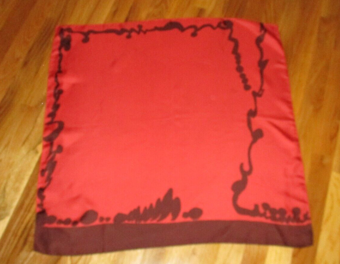 Creation Brauchbar Red Brown Abstract 100% Silk Square Scarf 25″ Switzerland
