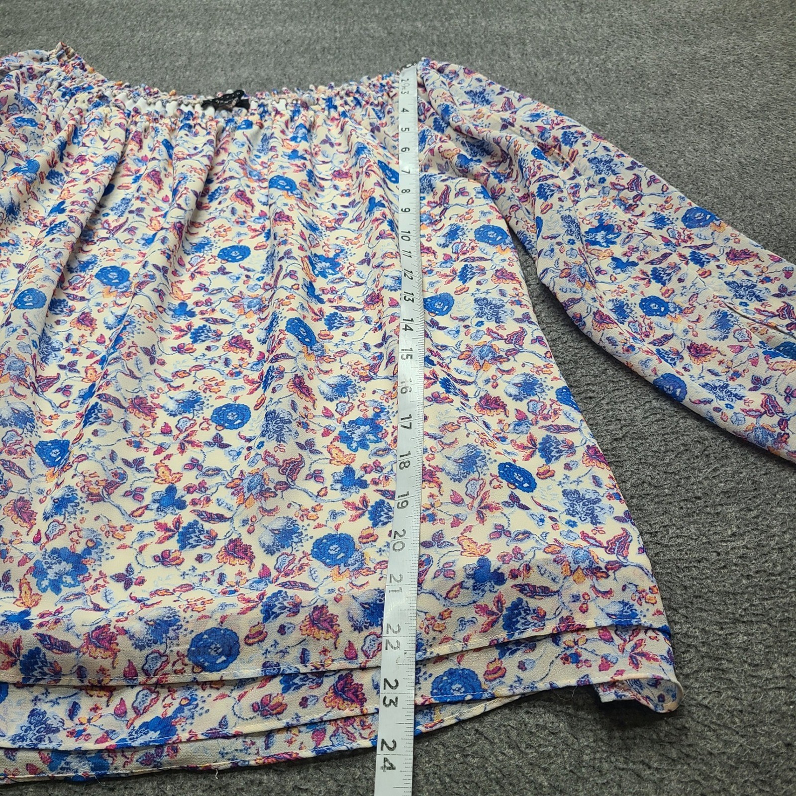 Sanctuary Blouse Women Medium Blue Floral Excellent Off Shoulder Long Sleeve