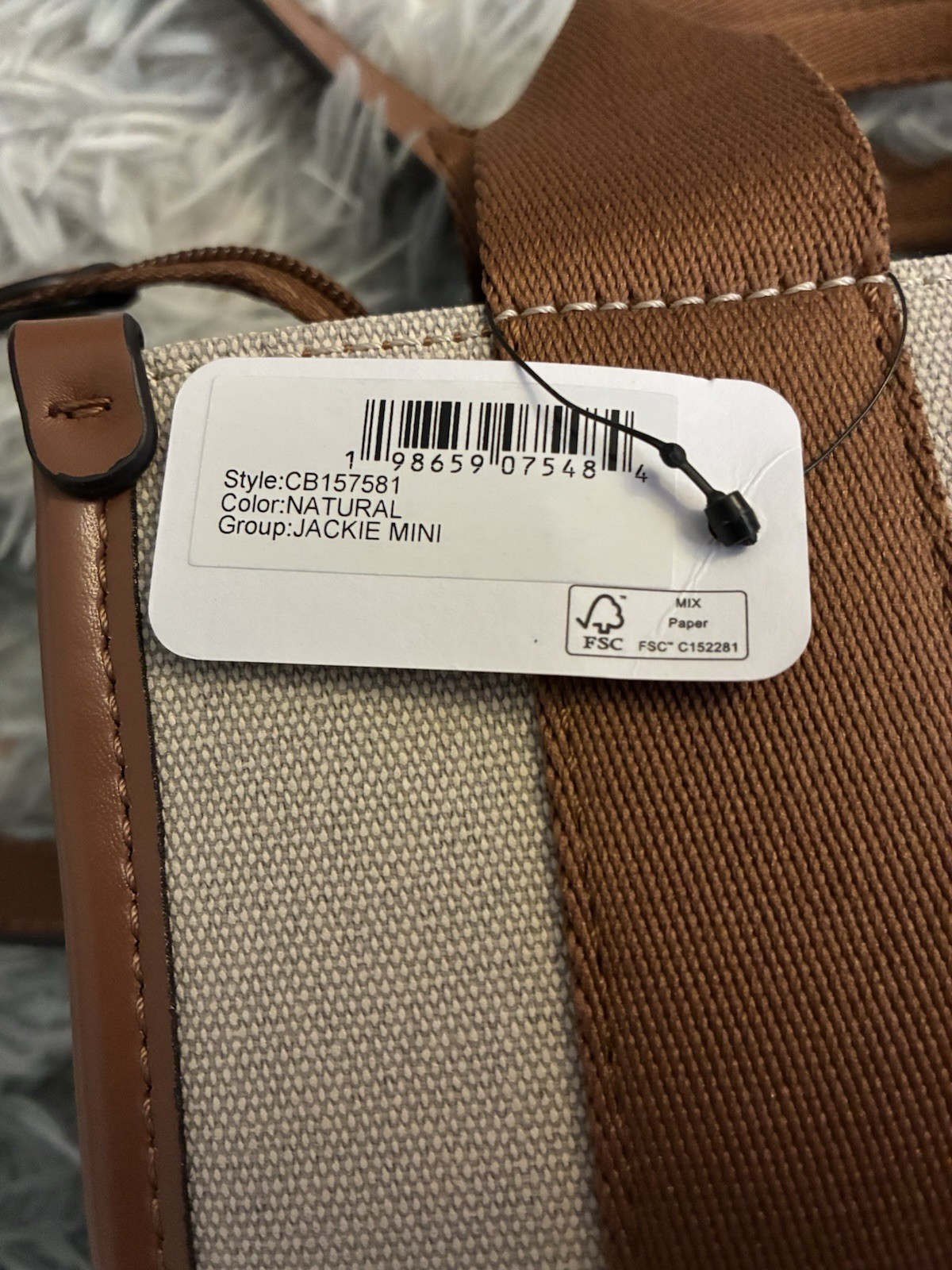 GUESS Jackie Mini Small Tote Bag Handbag Crossbody Brown Natural CB157581 NWT