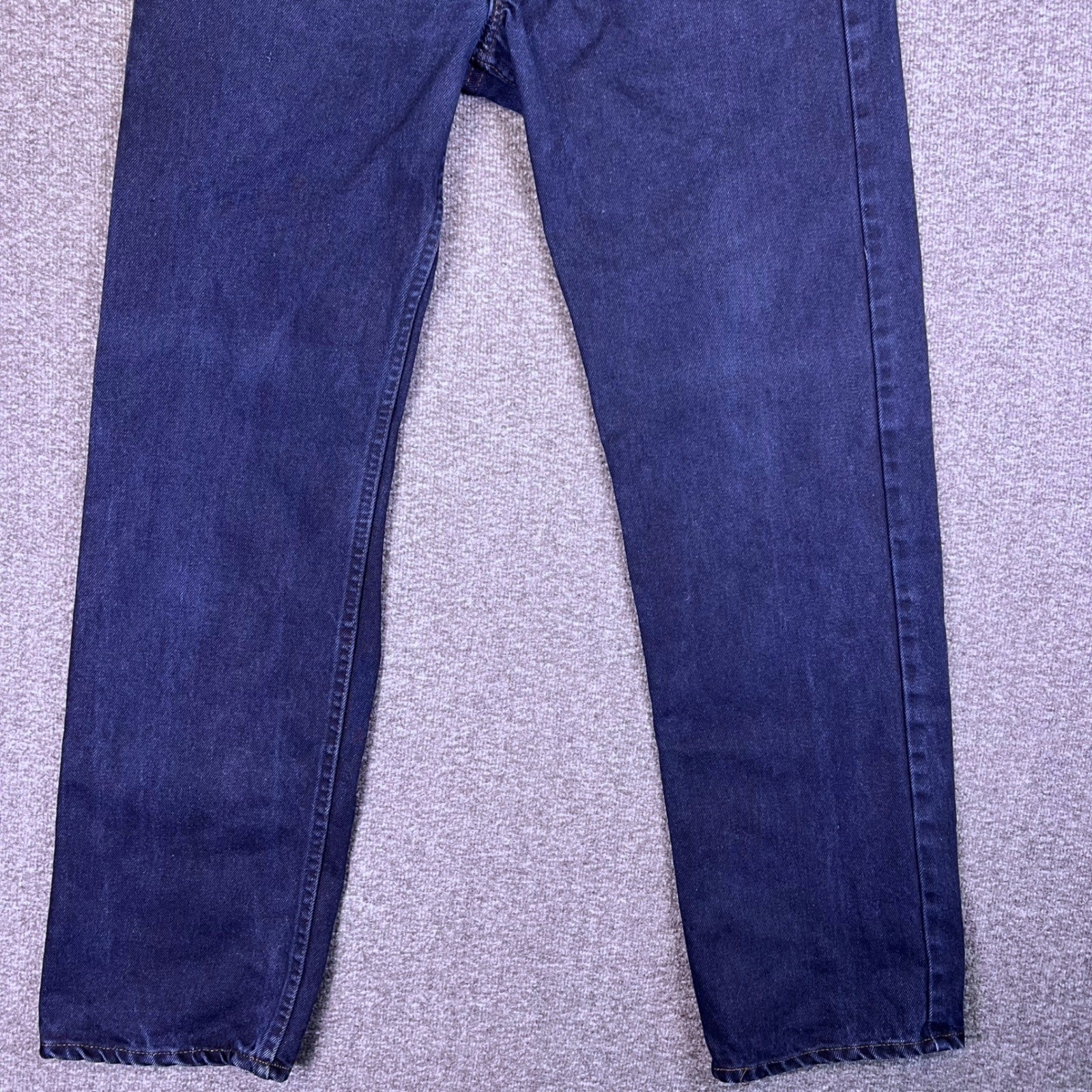 VTG 80s Levis 502 055B Jeans 32×32 Raw Indigo Denim Button Fly Red Tab Leather