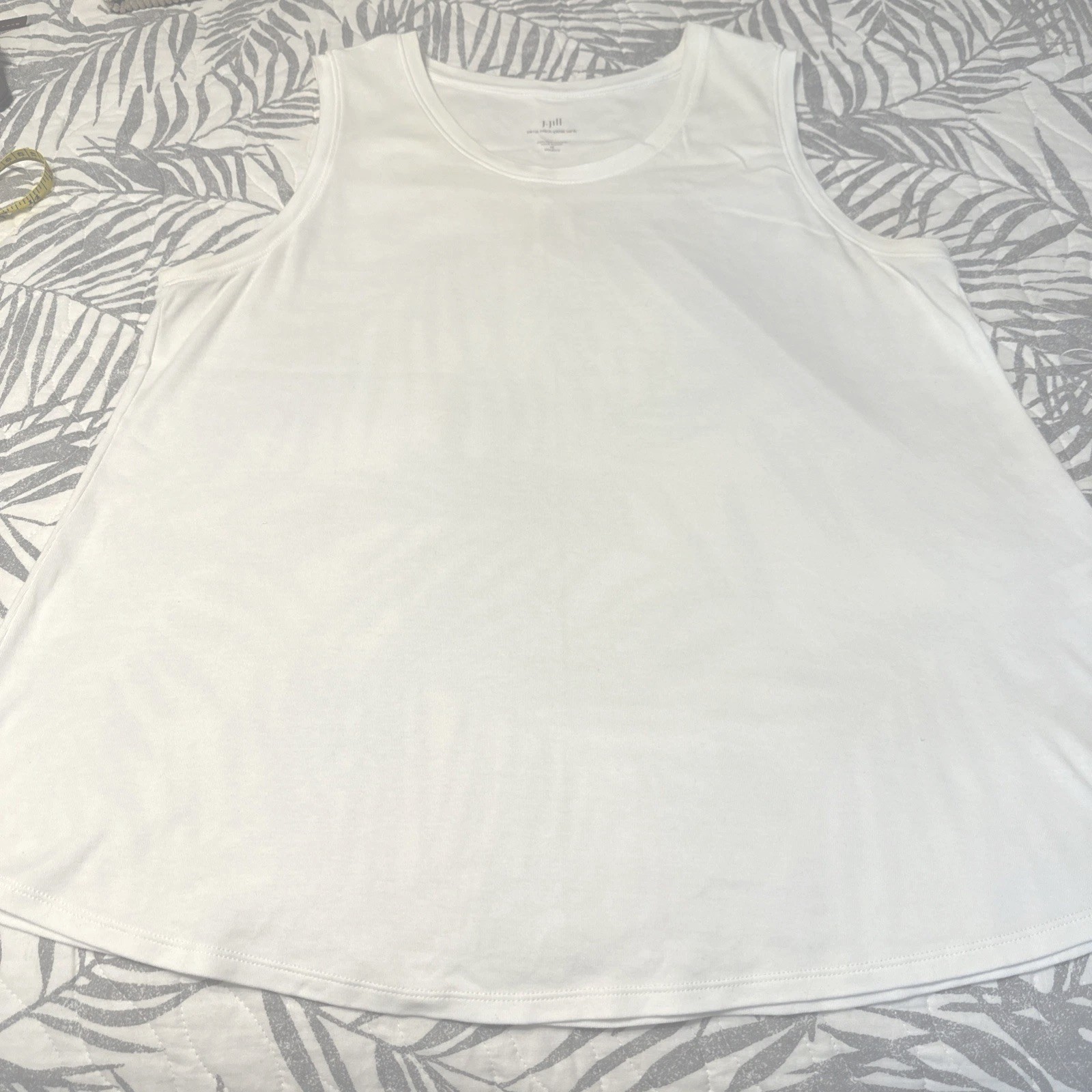J. Jill Pima WHITE Tank Top w/Back Pleat, Womens Sz 1X, 100% Pima Cotton; #913