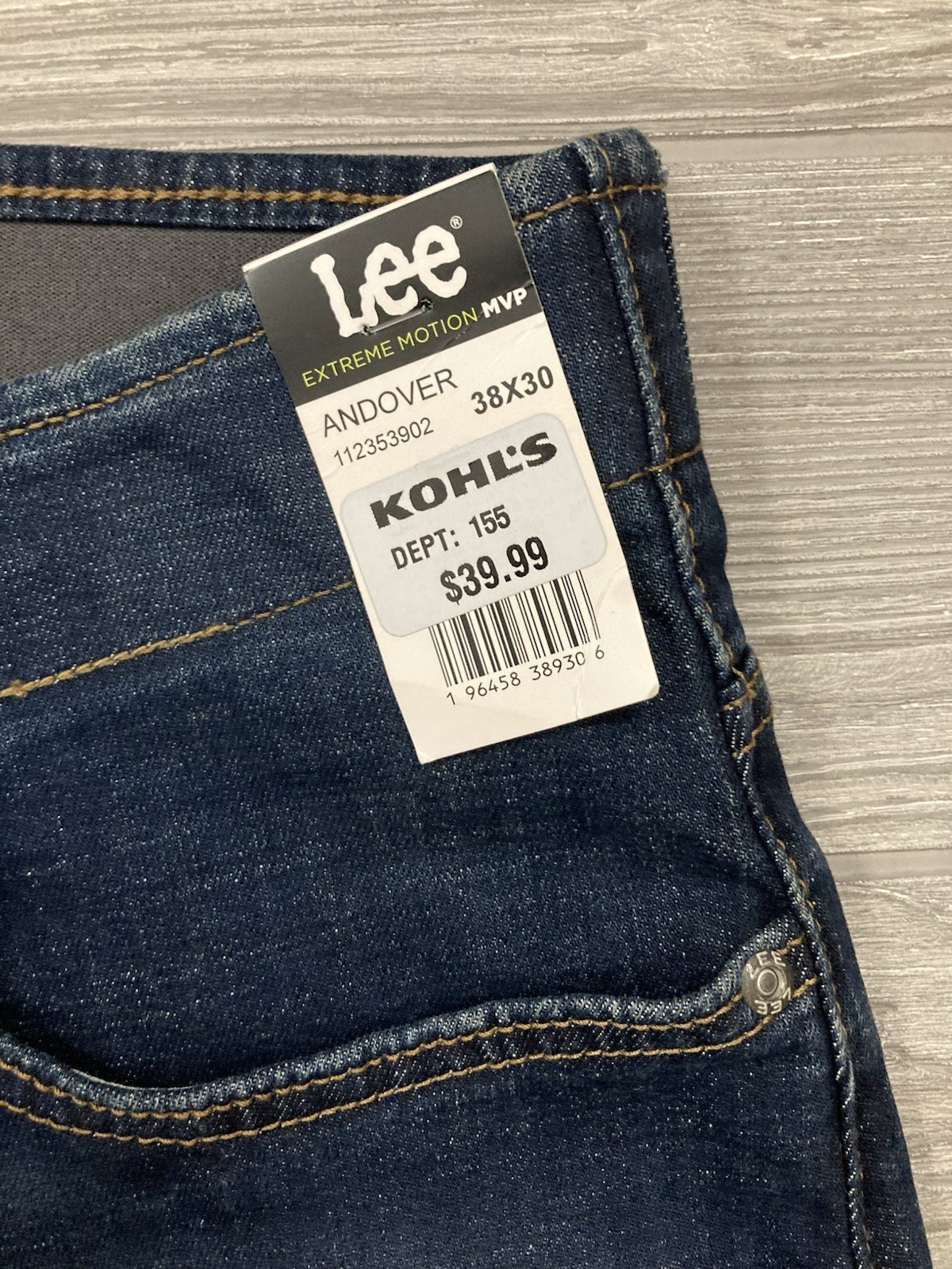 Lee Extreme Motion MVP Relaxed Straight Jeans Mens 38×30