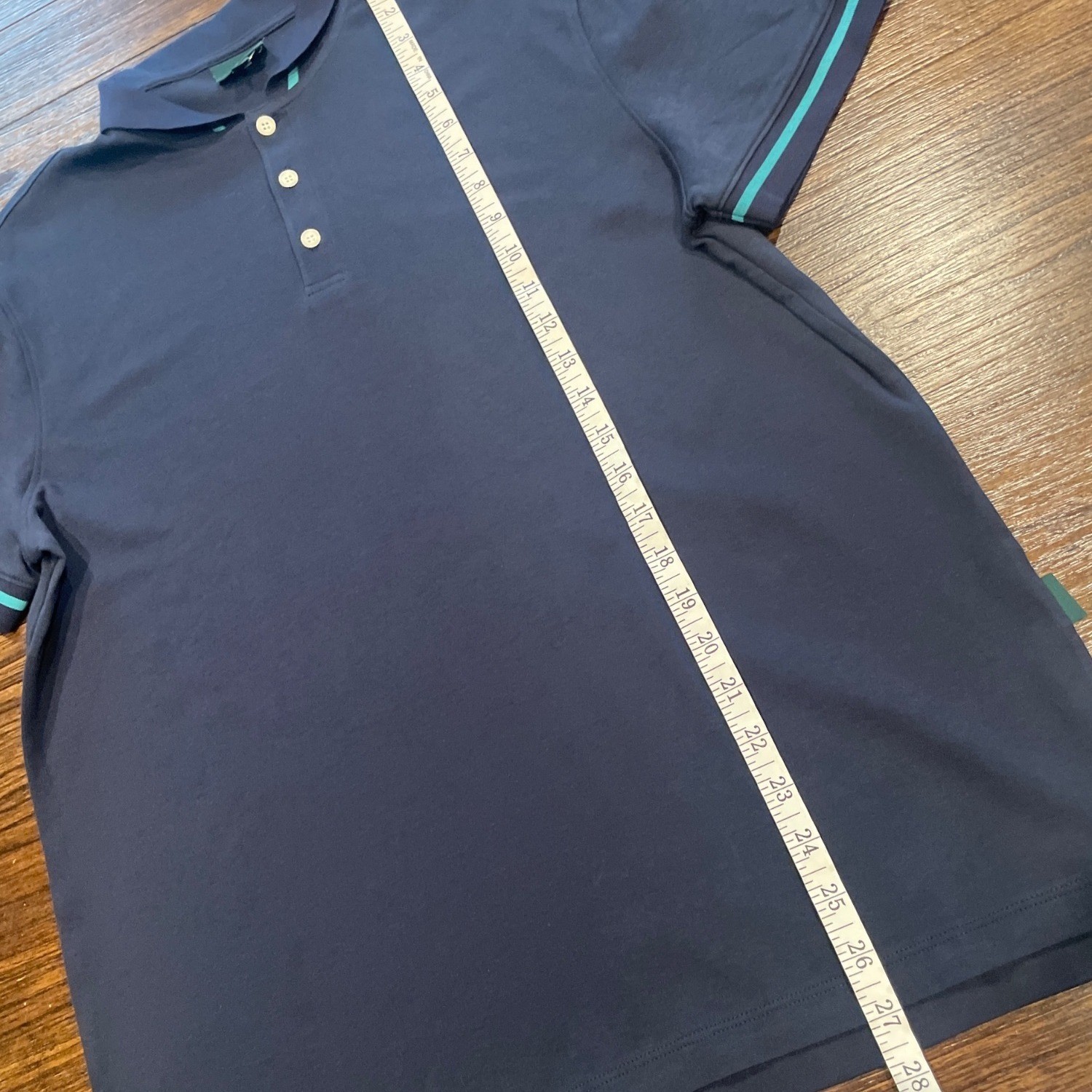 AG Green Label Polo Shirt Mens Medium Navy Teal Lightweight Preppy Casual Golf