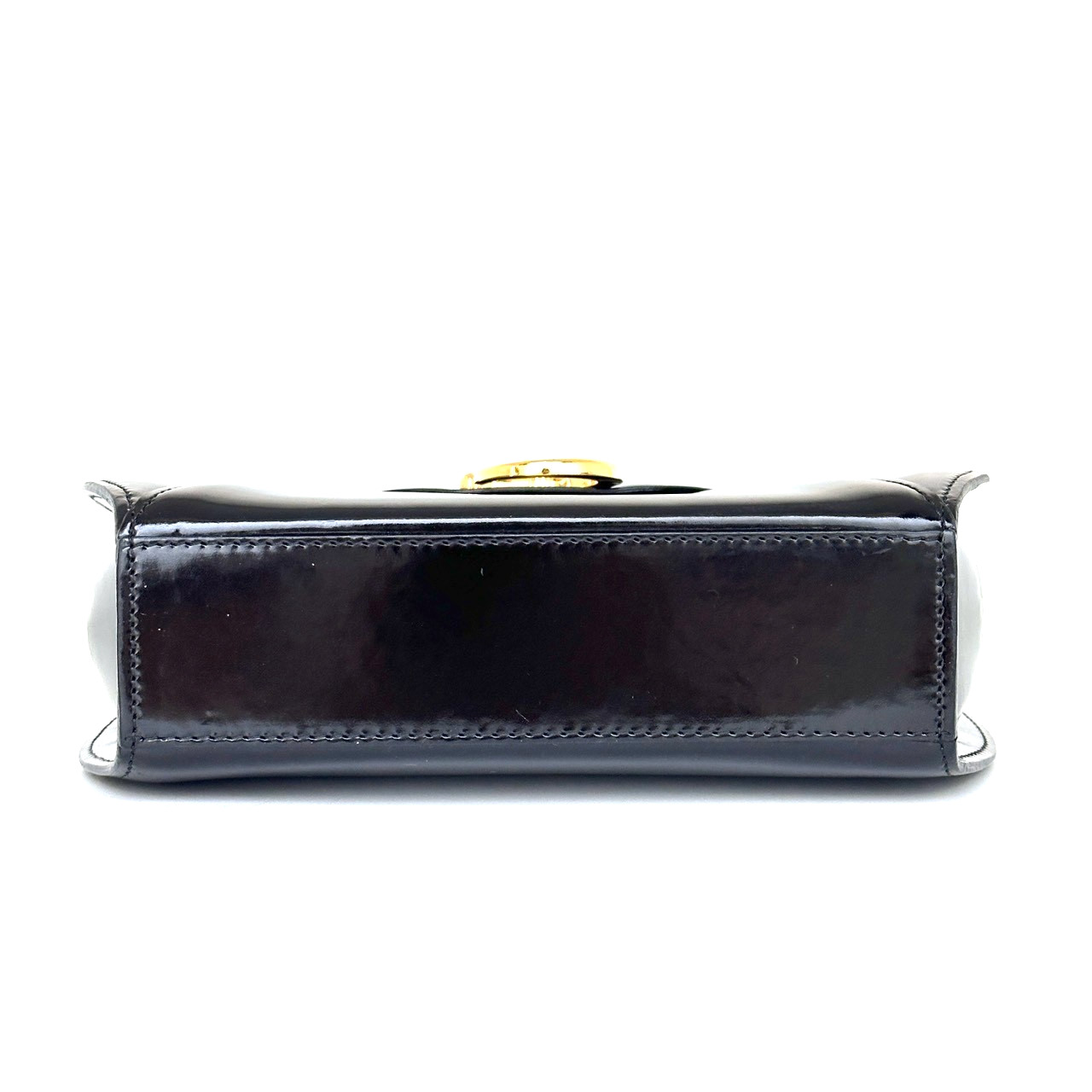Cartier Panthere Hand Bag Patent Leather Black Gold Buckle Authentic