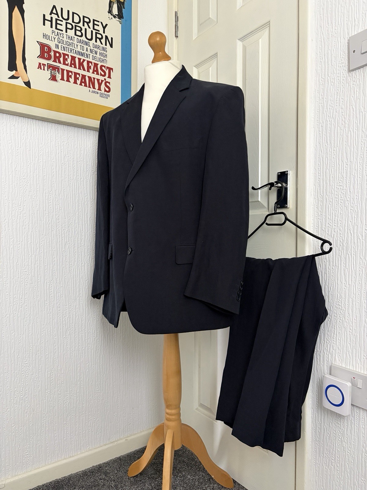 Jaeger Men’s Silk Linen Black 2 Piece Suit Jacket 58 /48 Trousers W38 L29