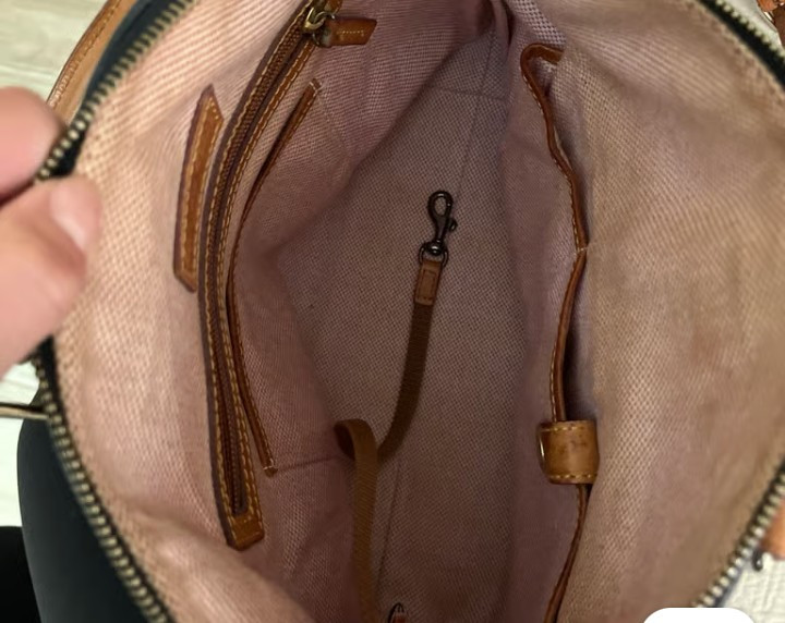 Dooney Bourke Dillen Satchel Black Leather Tote Purse Vintage Cell Phone Pocket
