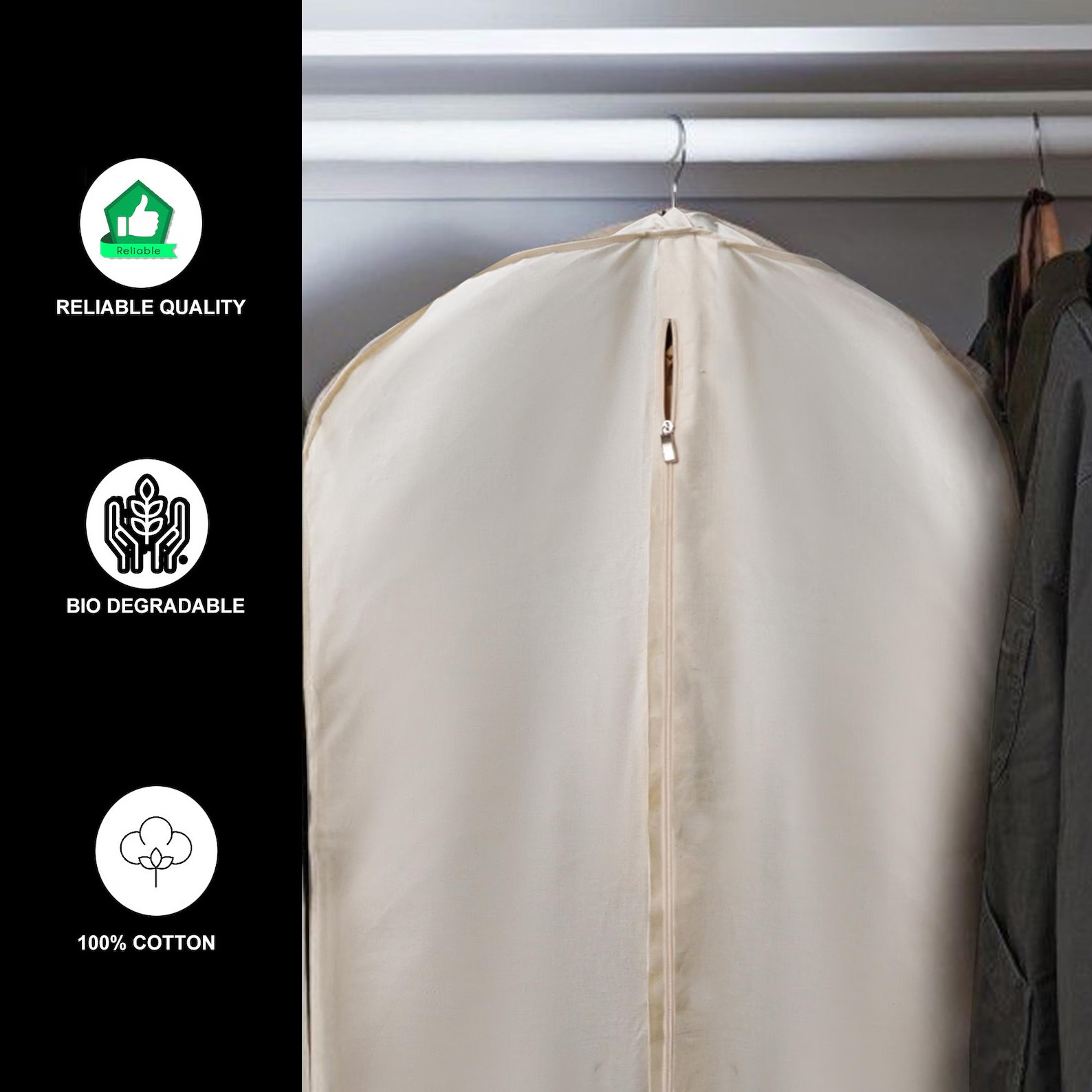 Cotton Garment Bag – Excellent Quality – Dress Bag – 62 inches Tall – Lot