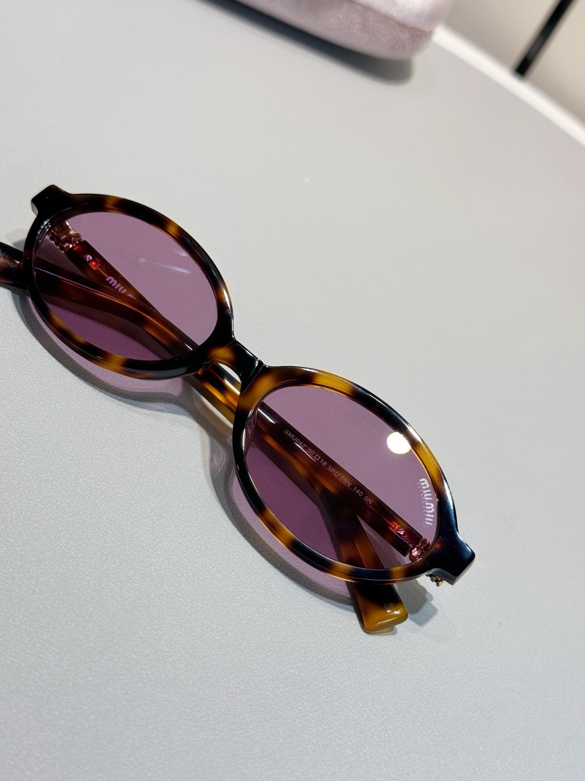 Chic Oval Tortoiseshell Frame Sunglasses Purple Tinted Lens Women Eyewear