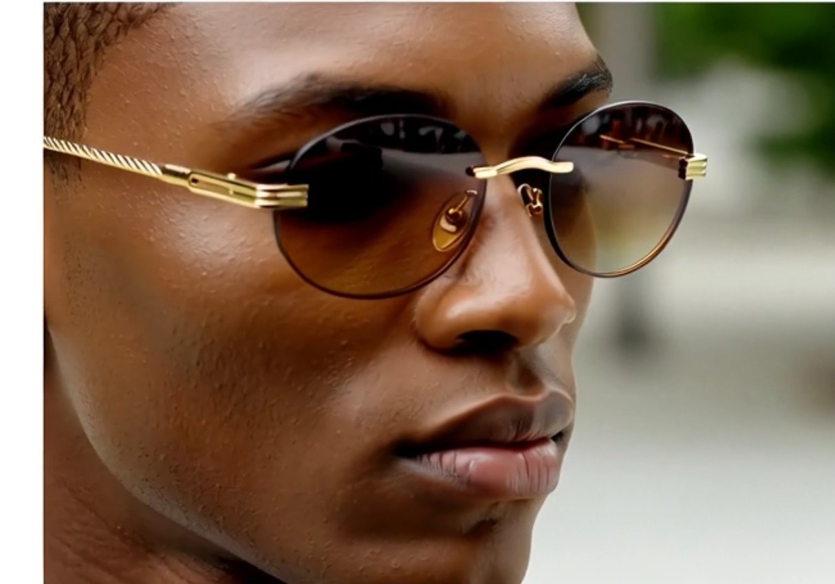 Vintage Gold Frame Rimless Luxury Men’s Hip Hop Clear Lens Retro Fashion Glasses