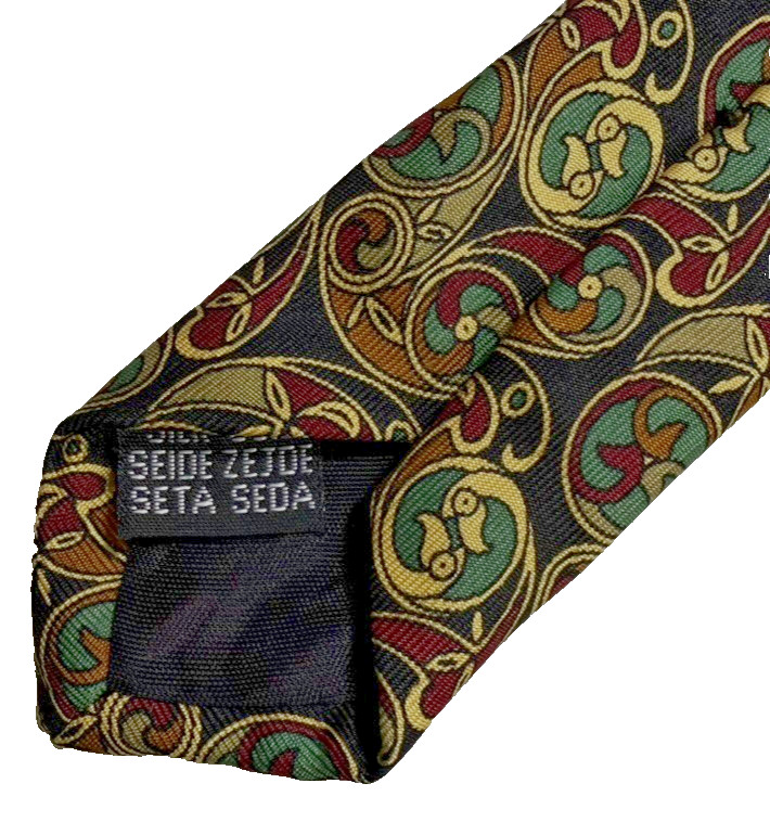 British Museum Celtic Geo Neck Tie Silk Gold Multicolor England 3 1/2×58 in