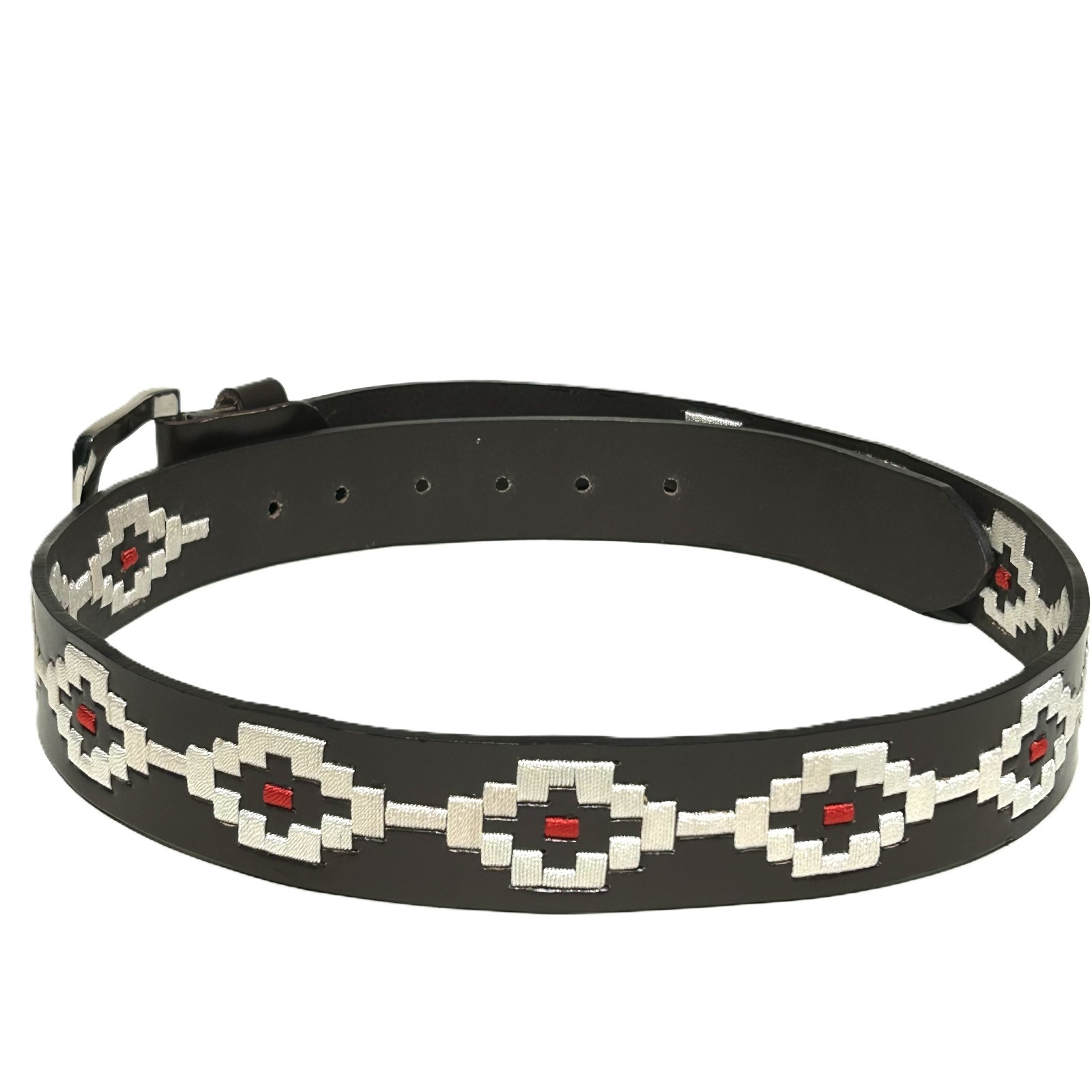 Hand Stitched Leather Polo Belt: Gaucho Style Embroidered Belt