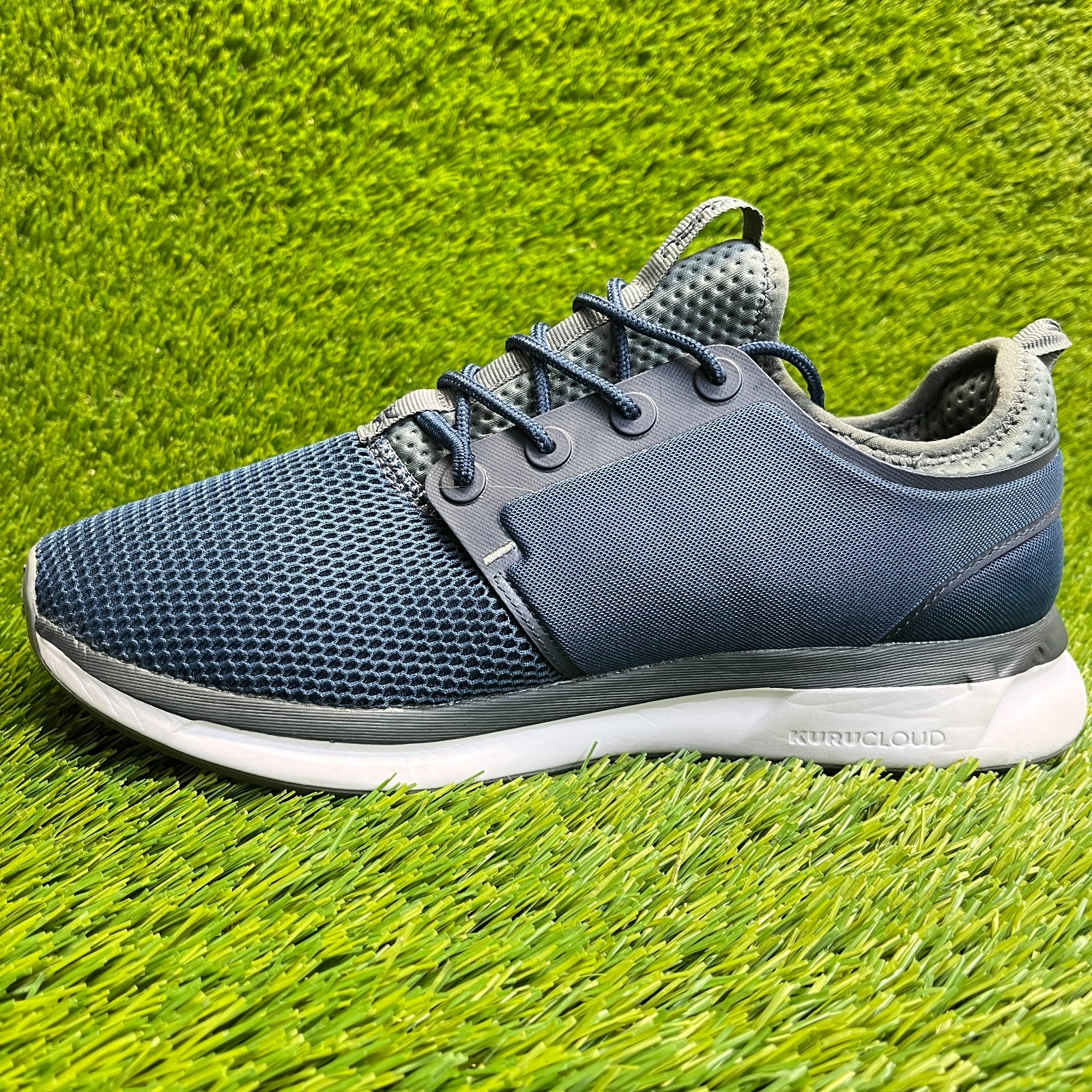 Kuru Atom Mens Size 8.5E Blue White Gray Athletic Running Walking Shoes Sneakers