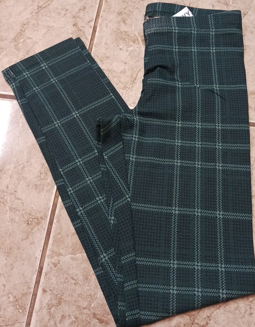 NWT Girls Old Navy Teal Green Plaid Leggings Size L (10-12)