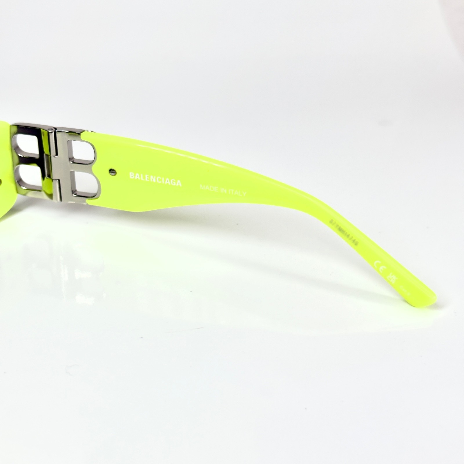 BALENCIAGA BB0096 DYNASTY 0096 Neon Fluo Yellow 008 Fashion BB Narrow Sunglasses