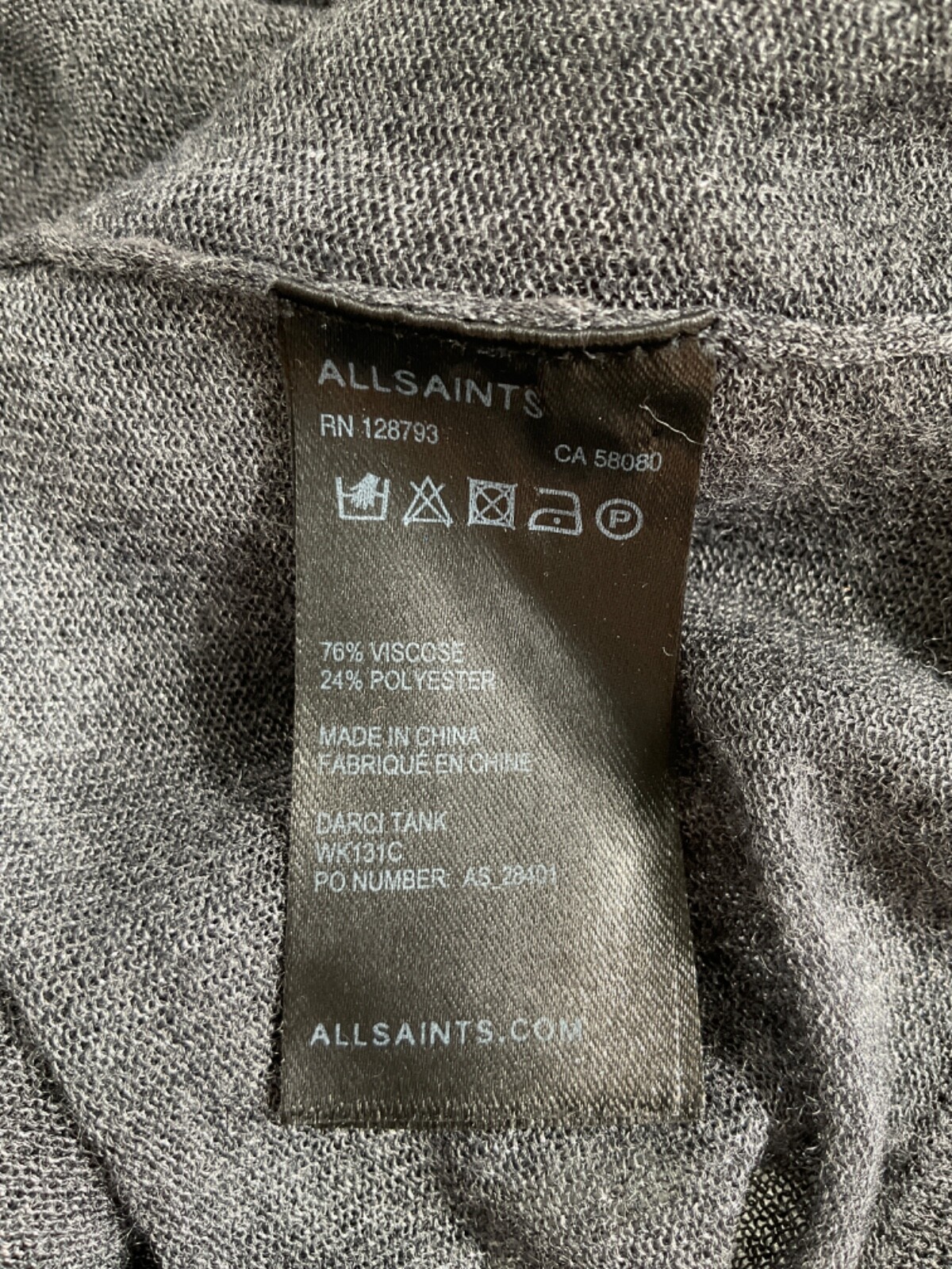 ALLSAINTS Sheer Metallic Womens Tunic Top Size 0 Silver Gray Knit Sleeveless