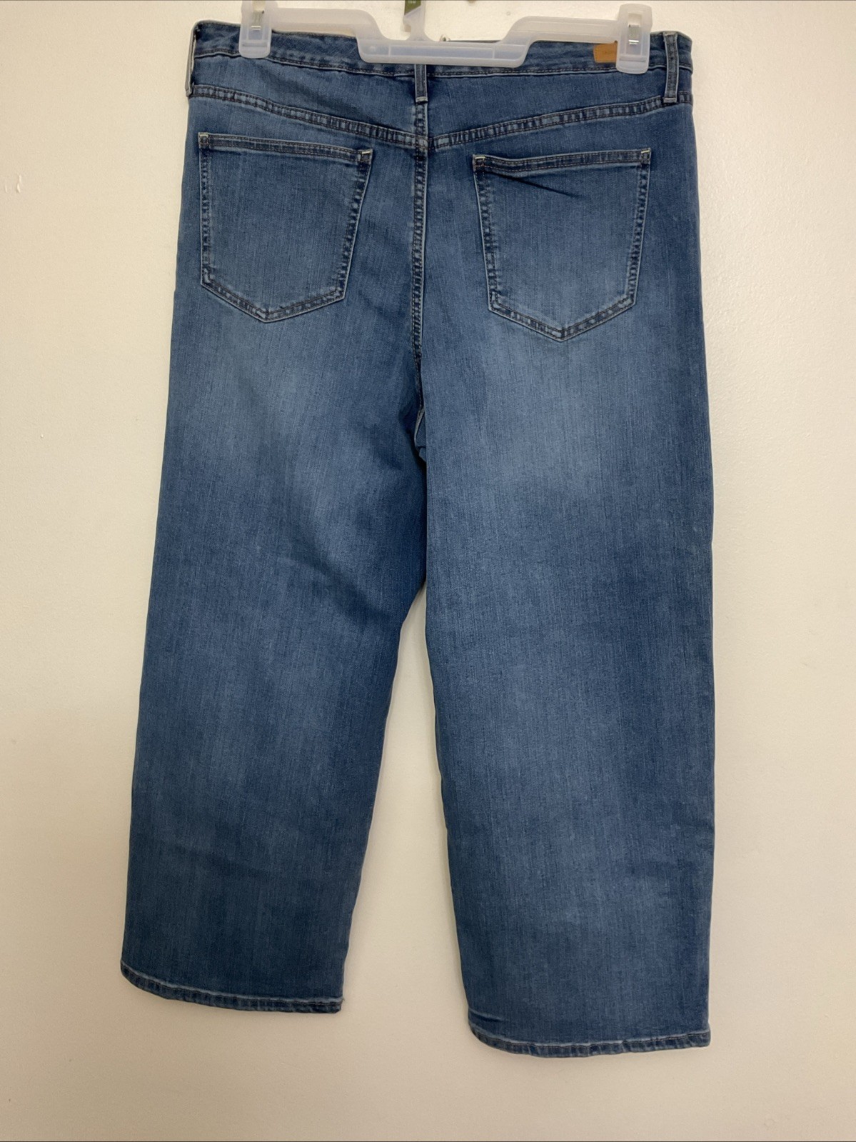 Skinnygirl Women’s Light Blue Wide Leg Crop HighRise Stretch Denim Jeans 32/14