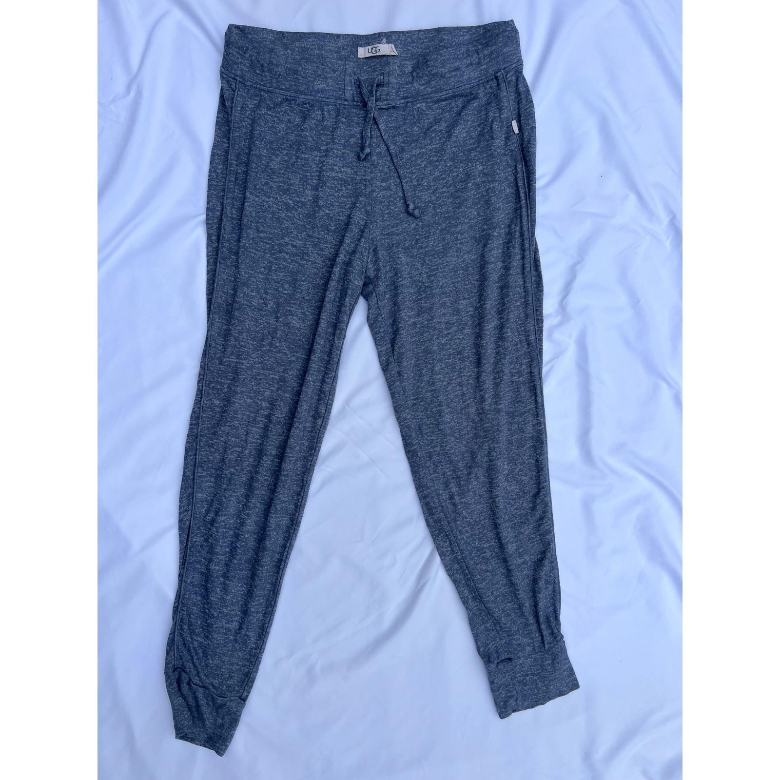 UGG Grey Heathered Knit Lounge Joggers Drawstring Pajama Pants Womens Large