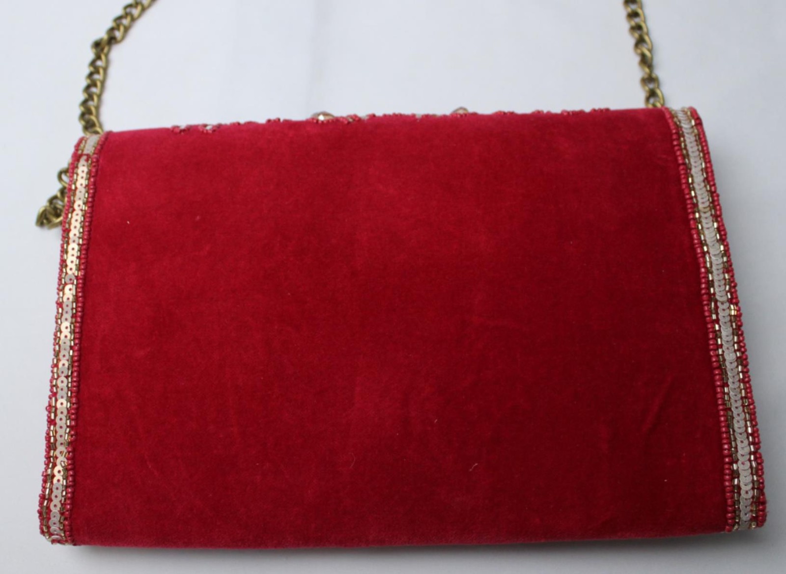 America & Beyond Women’s Embellished Envelope Clutch Bag NC3 Maroon One Size