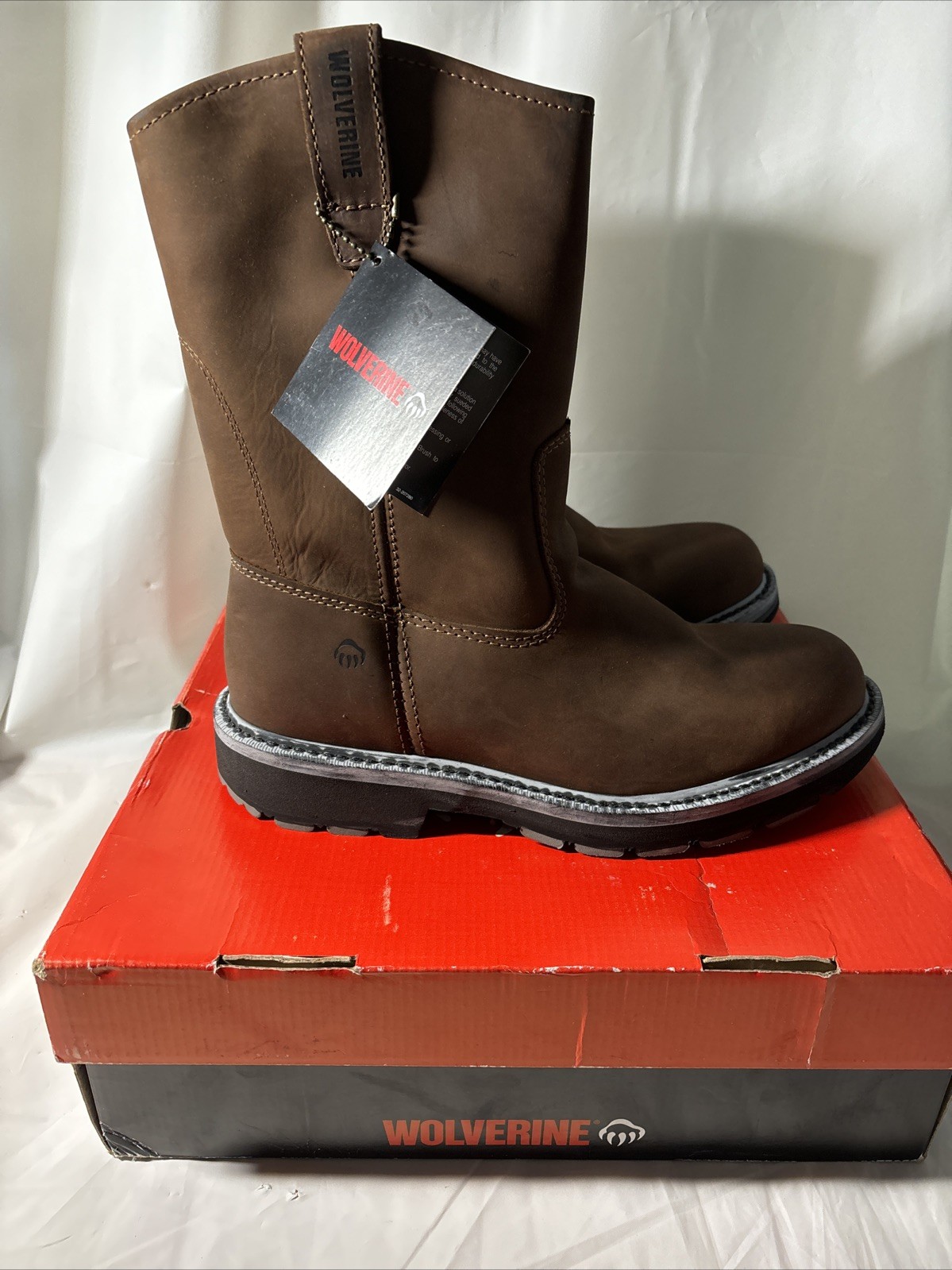 Wolverine Men Wellington 10″ Leather Work Boots Dark Brown W04727 Size 10M