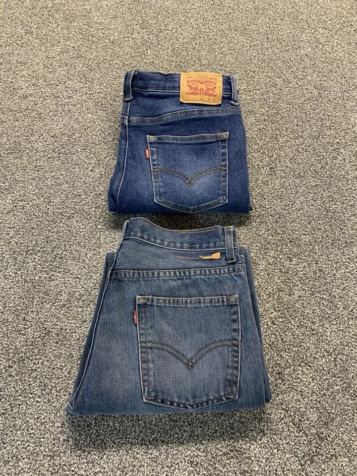 Levis 505 Jeans Lot Boys 18 29×31 Blue Dark Wash Denim Regular Skinny Taper