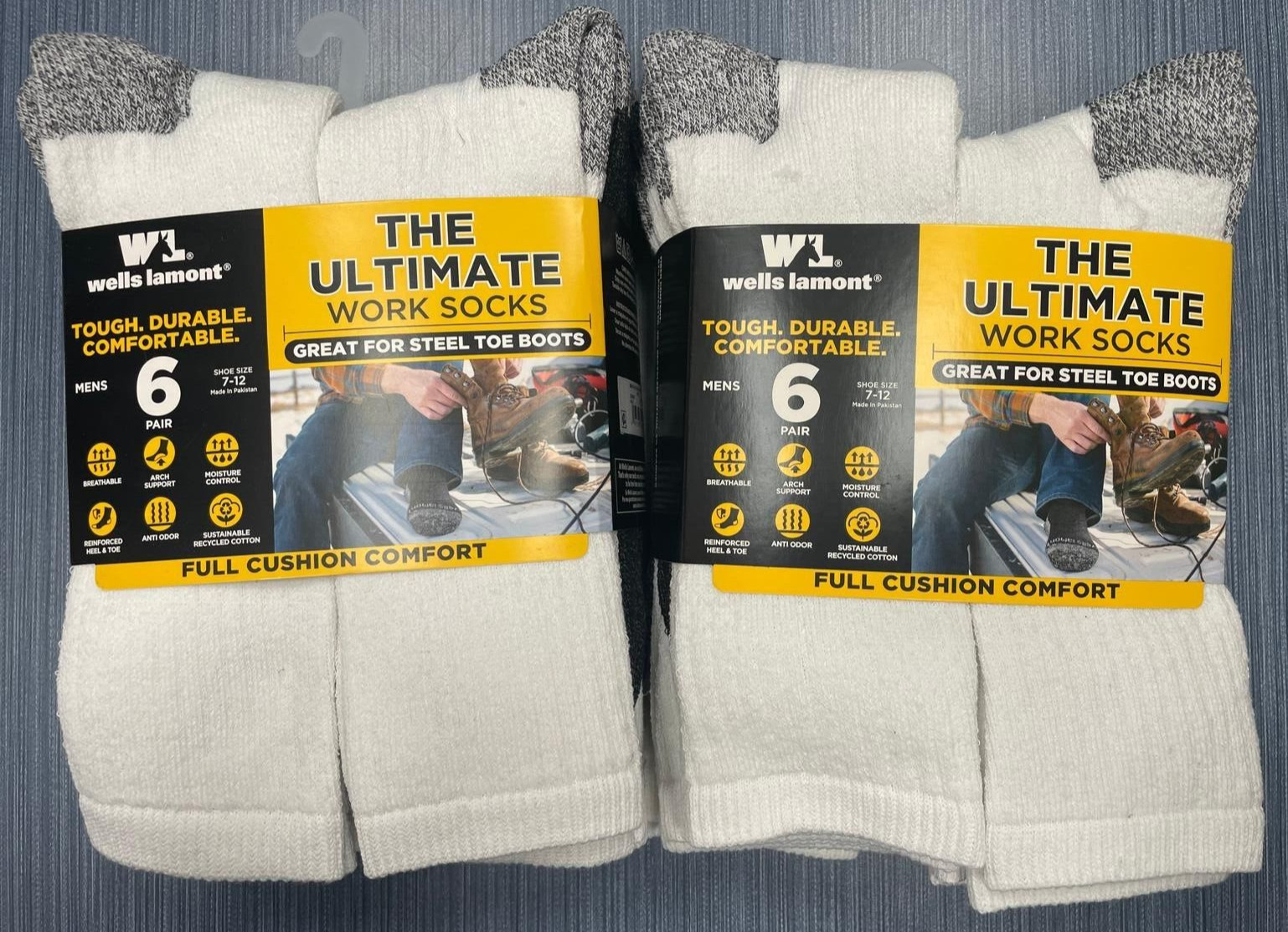 12 Pair x Wells Lamont Mens Size 7-12 Ultimate Work Socks For Steel Toe Boots