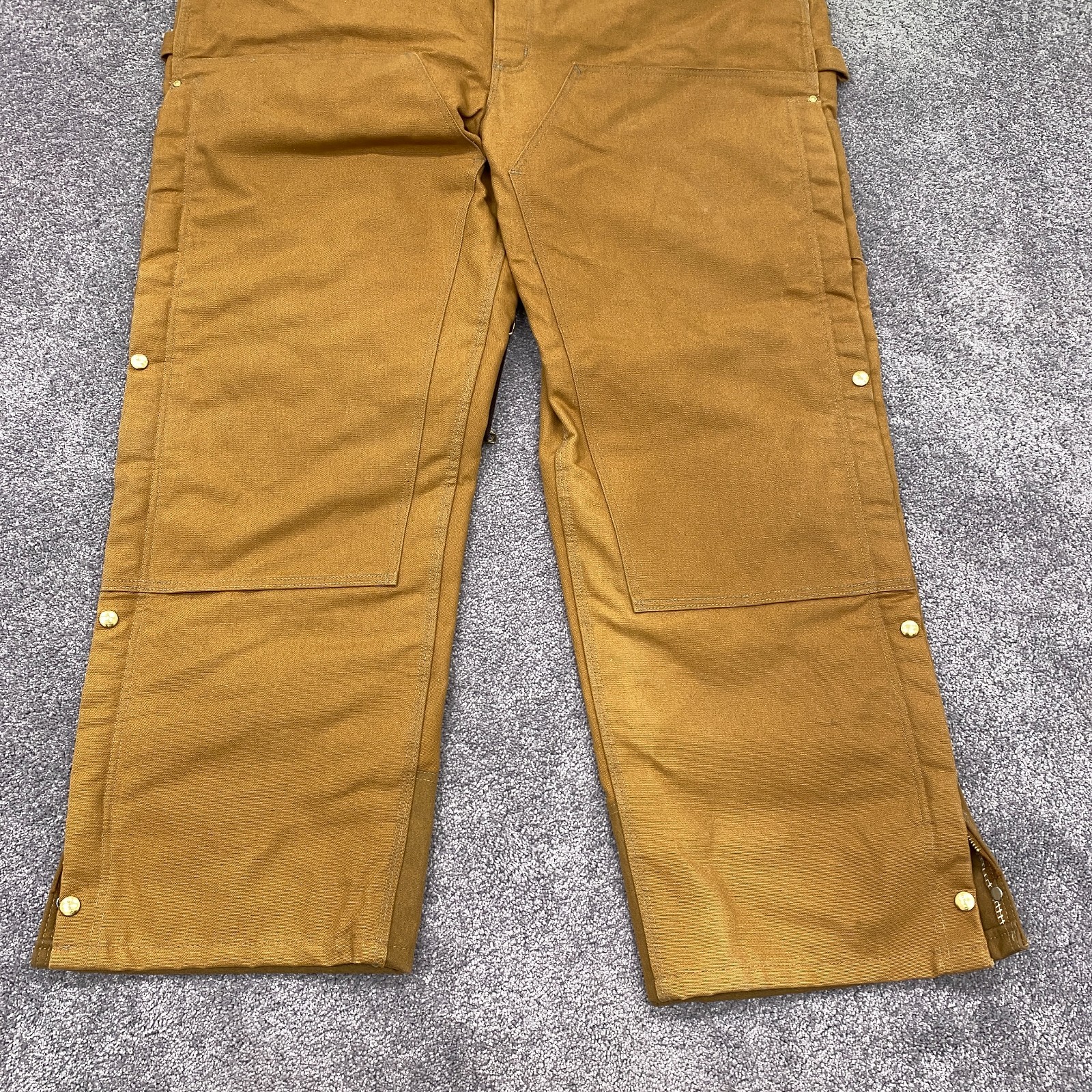 Carhartt Bib Overalls 48X32 Brown Canvas Quilt Lined Duck Zip-to-Thigh R41 BRN