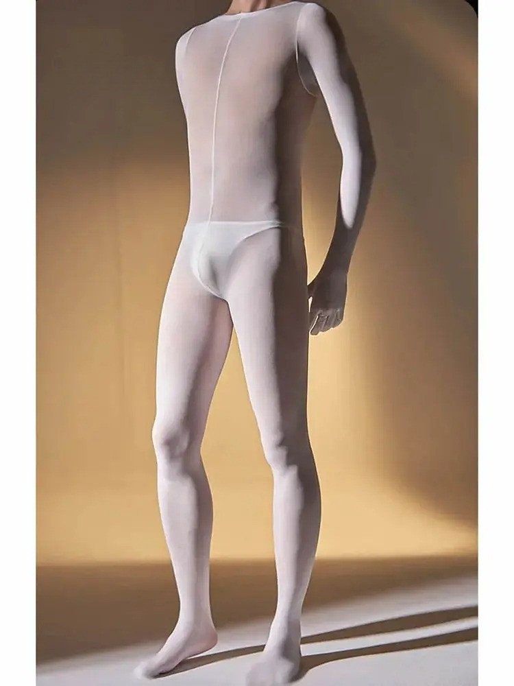 120D Nylon Velvet Fingers Bodystocking Penis Sheath Bodysuit Catsuit Tights