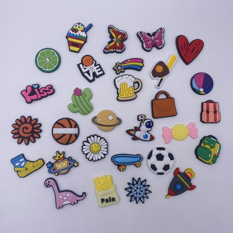 90 Pcs Mixed Pvc Shoe Charms Lot Different Charms Fit For Croc Clog Sandals USA