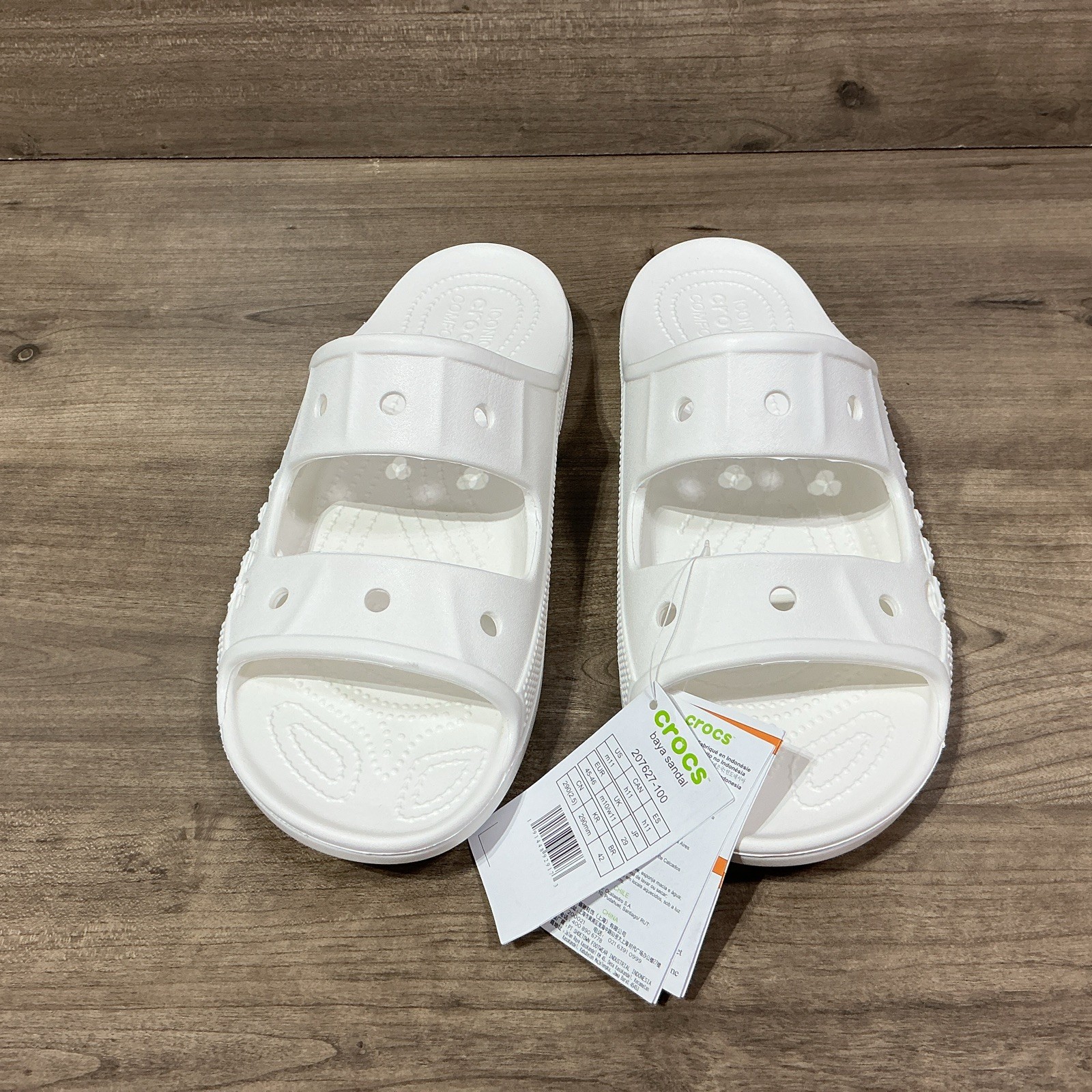 NEW Crocs Baya Sandals Flip Flop Mens White Size 11 Ventilated 207627-100