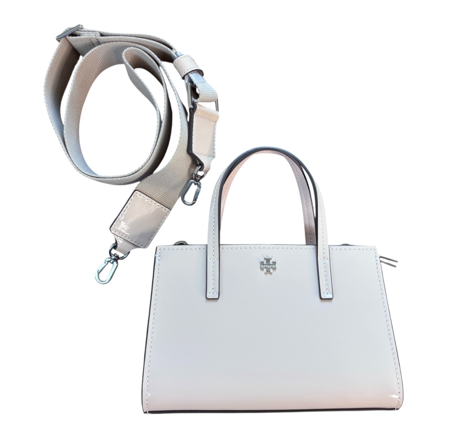 Tory Burch Blake Patent Mini Tote Soft Pink 7.75″x4.5″ w Detachable Strape
