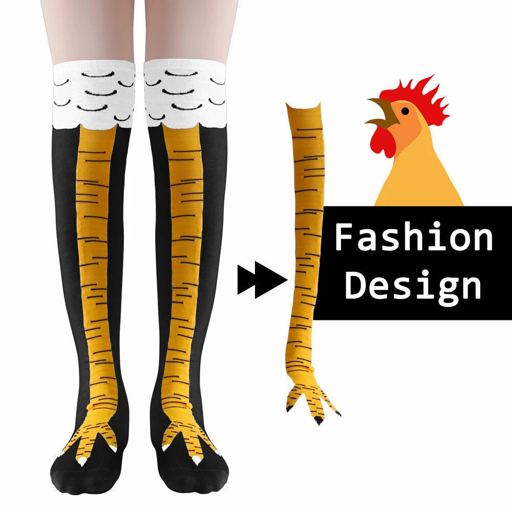 2Pairs Women Chicken Foot Socks Leg/Knee Socks 3D Chicken Socks Fashion Stocking