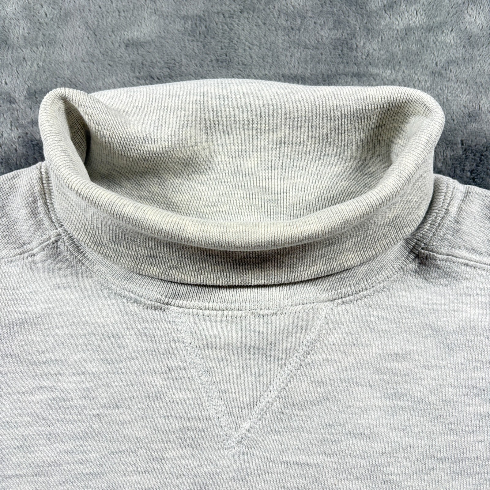 Russell Athletic Sweatshirt Mens Large White Cotton Turtleneck Fleece Lined