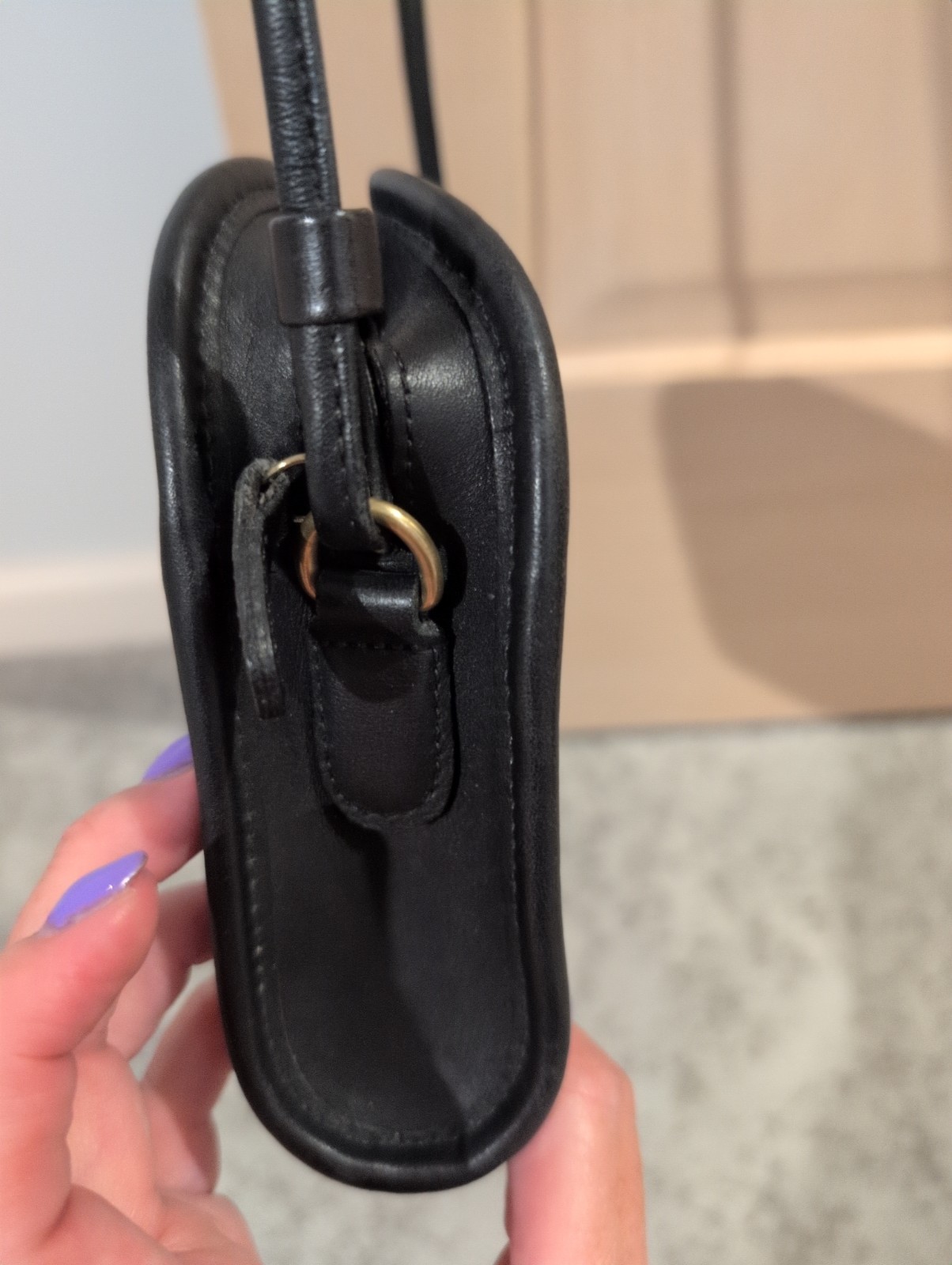 Vintage Coach Abbie Black Leather Crossbody 9017