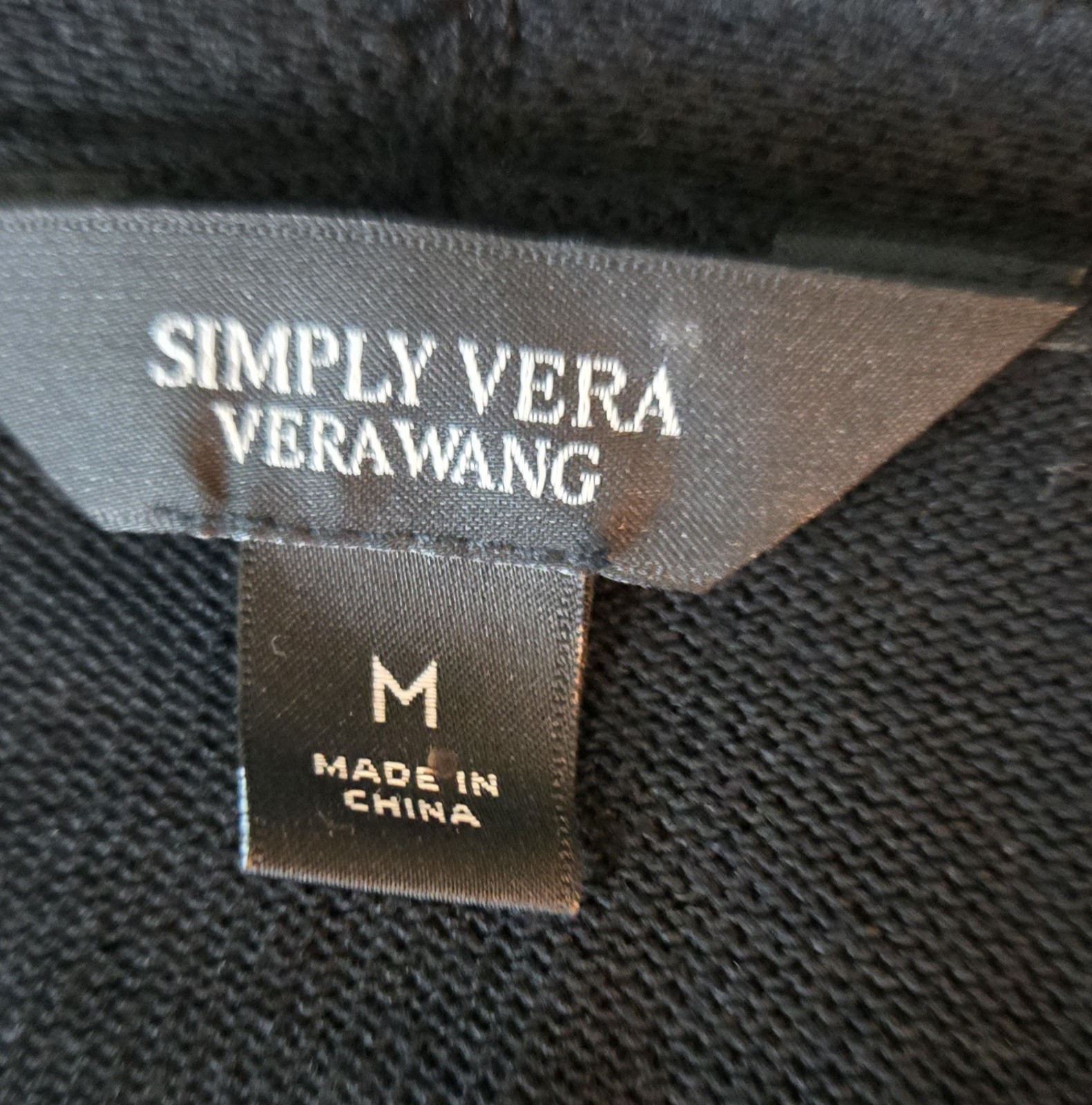 Simply Vera Vera Wang Women’s Black Open Front 3/4 Sleeve Knit Cardigan M #255