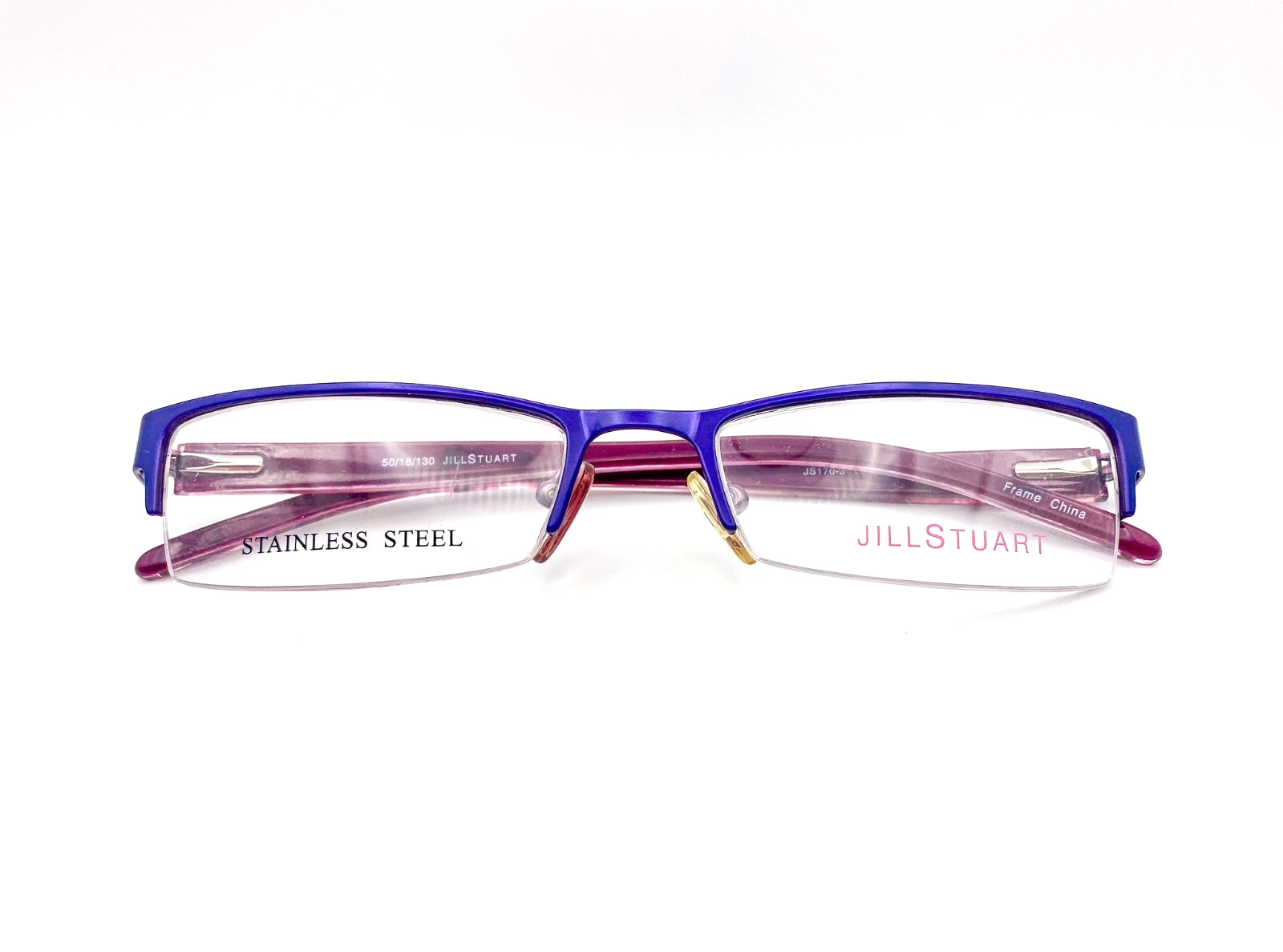 NOS Vintage 2000s Jill Stuart Purple Semi-Rim Stainless Steel Eyeglasses Y2K