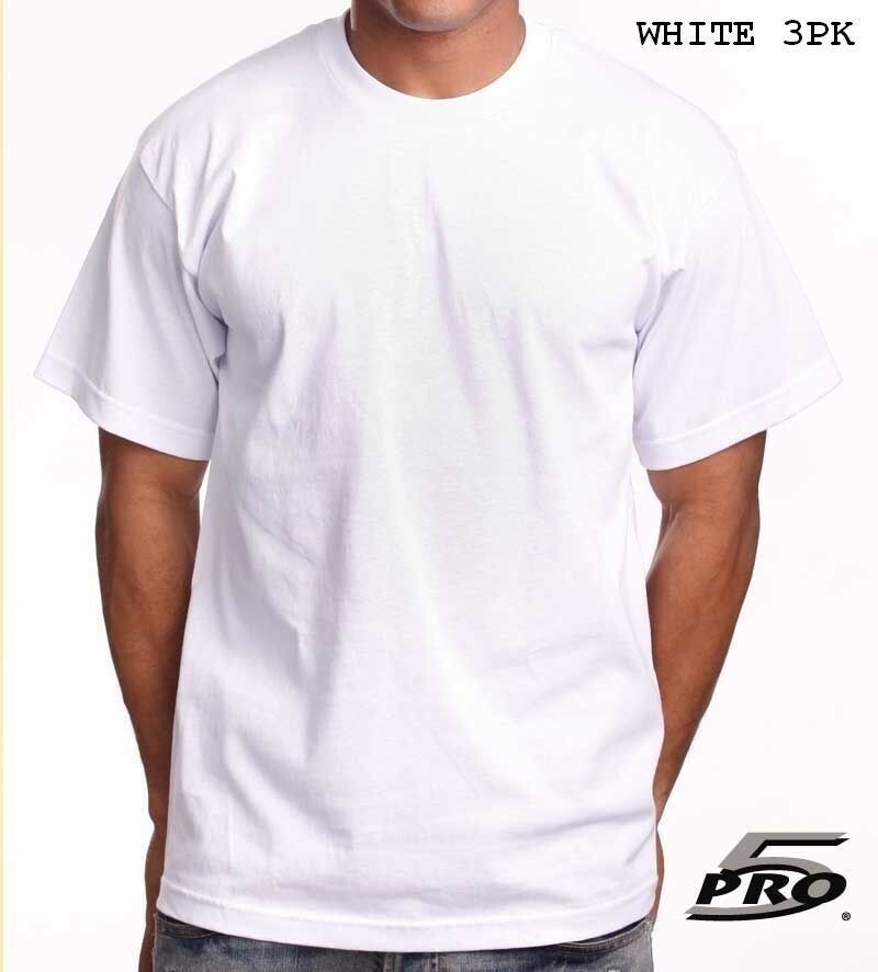 PRO 5 HEAVYWEIGHT SHORTSLEEVE WHITE T-SHIRTS 3PK SIZE SM-7X FREE SHIPPING