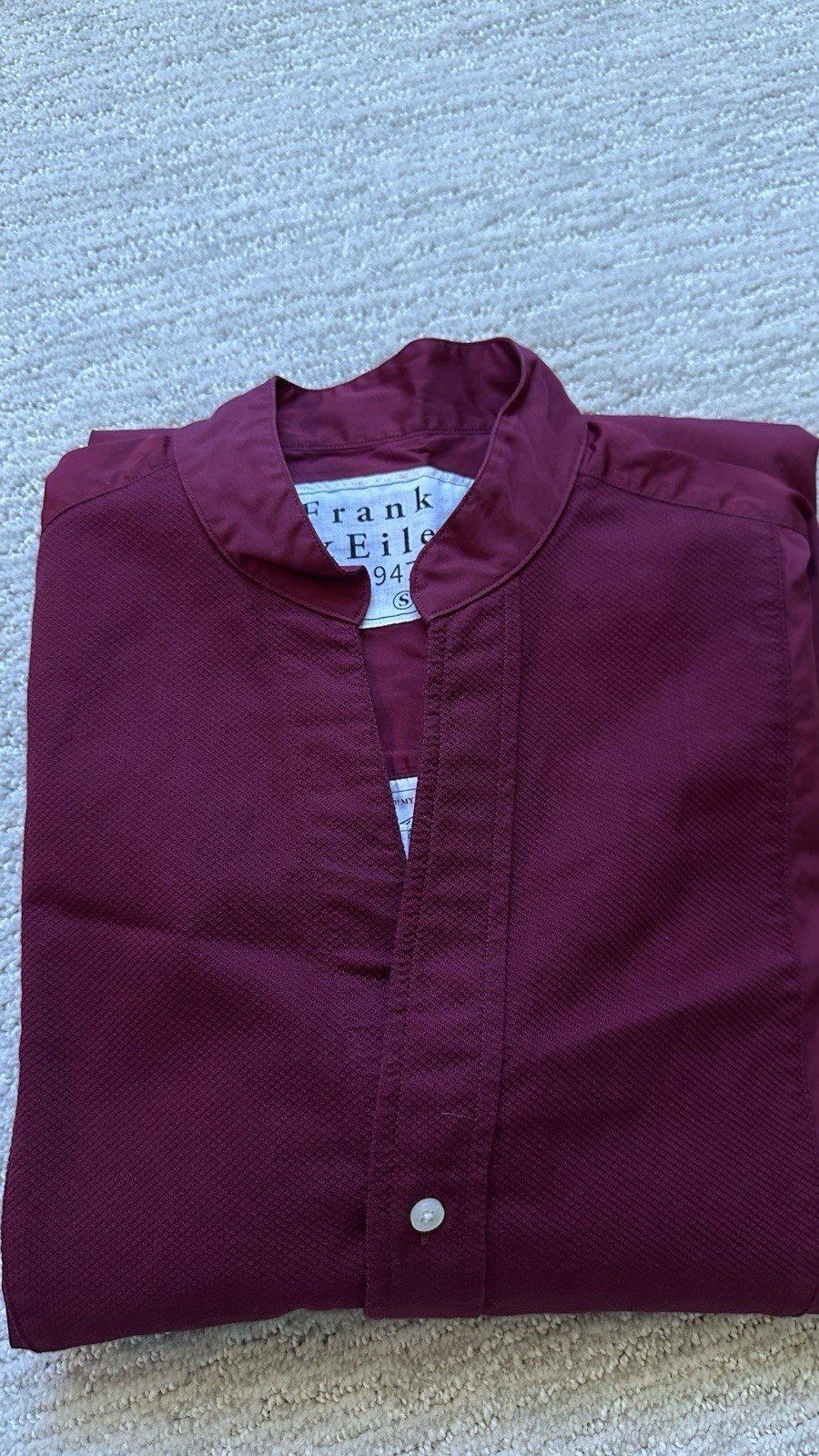 Frank & Eileen Tori Surplace Neck Bottom-Up Shirt Dress Size S Burgundy Red