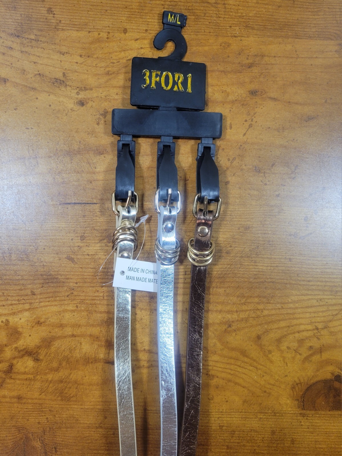 Women’s M/L 3 Skinny Belts, 42.5″ Long Man Made Materials, New
