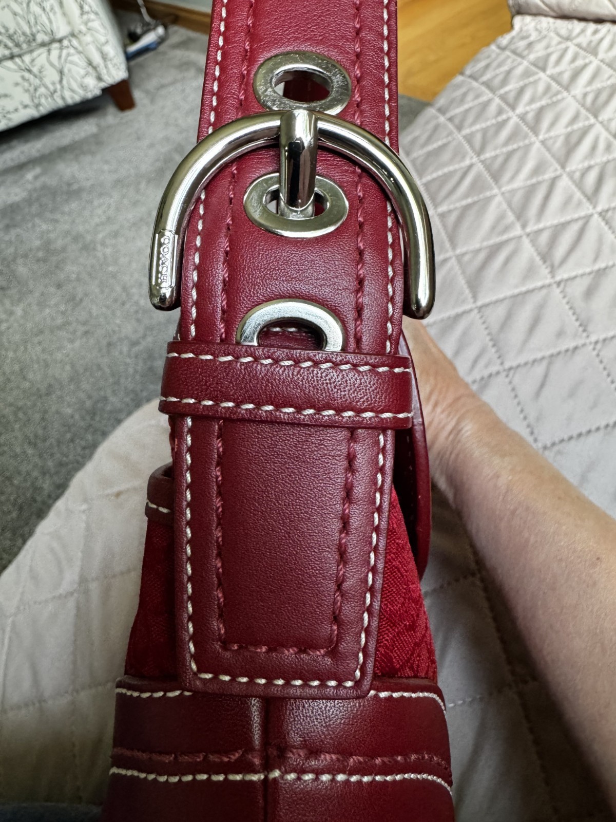 Coach F10925 SMALL Vintage Cherry Red Soho Y2K Signature C Canvas & Leather Bag
