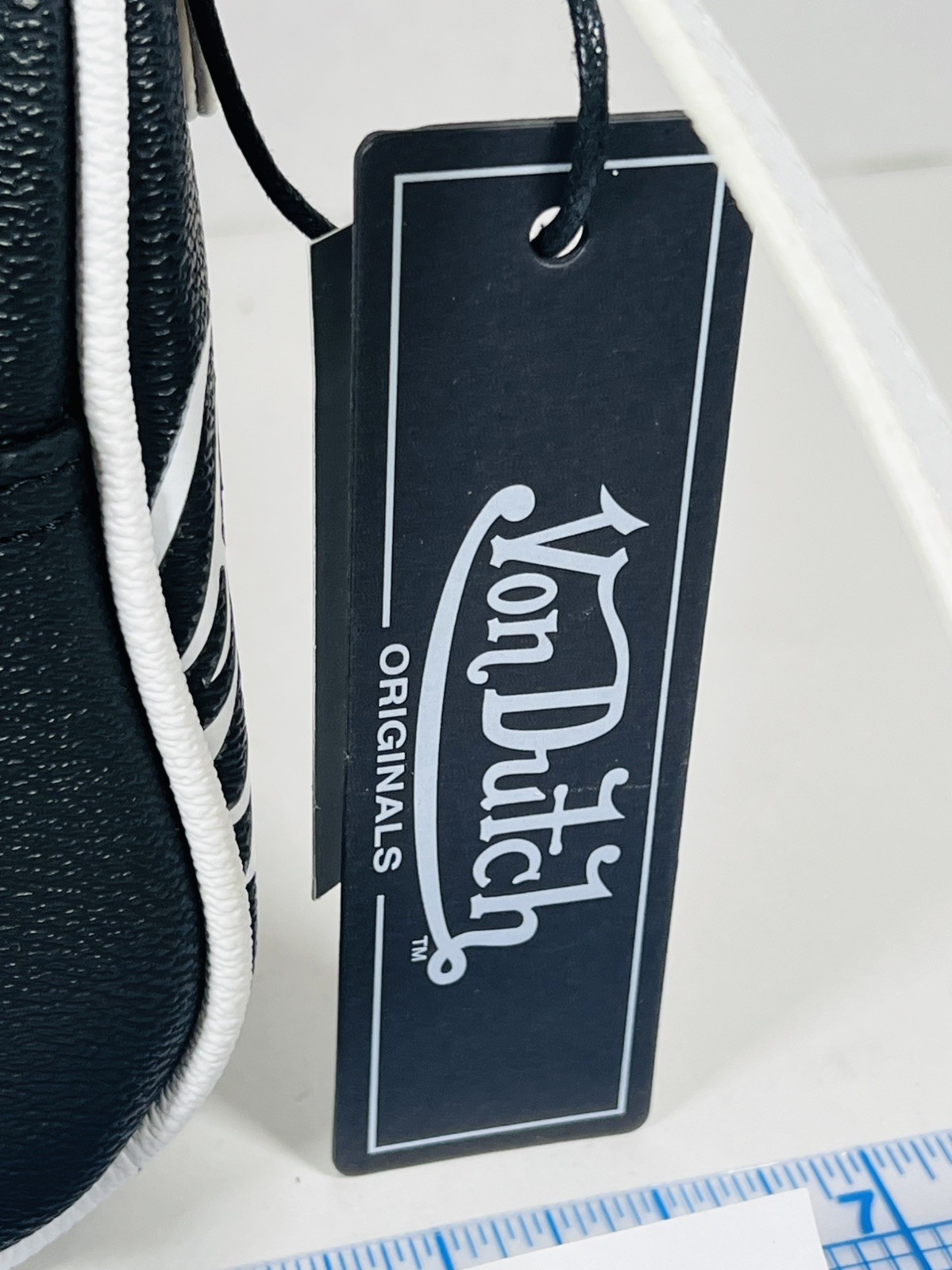 Von Dutch Classic 51 Black & White Flying Eyeball Bowling Crossbody Bag NWT Punk