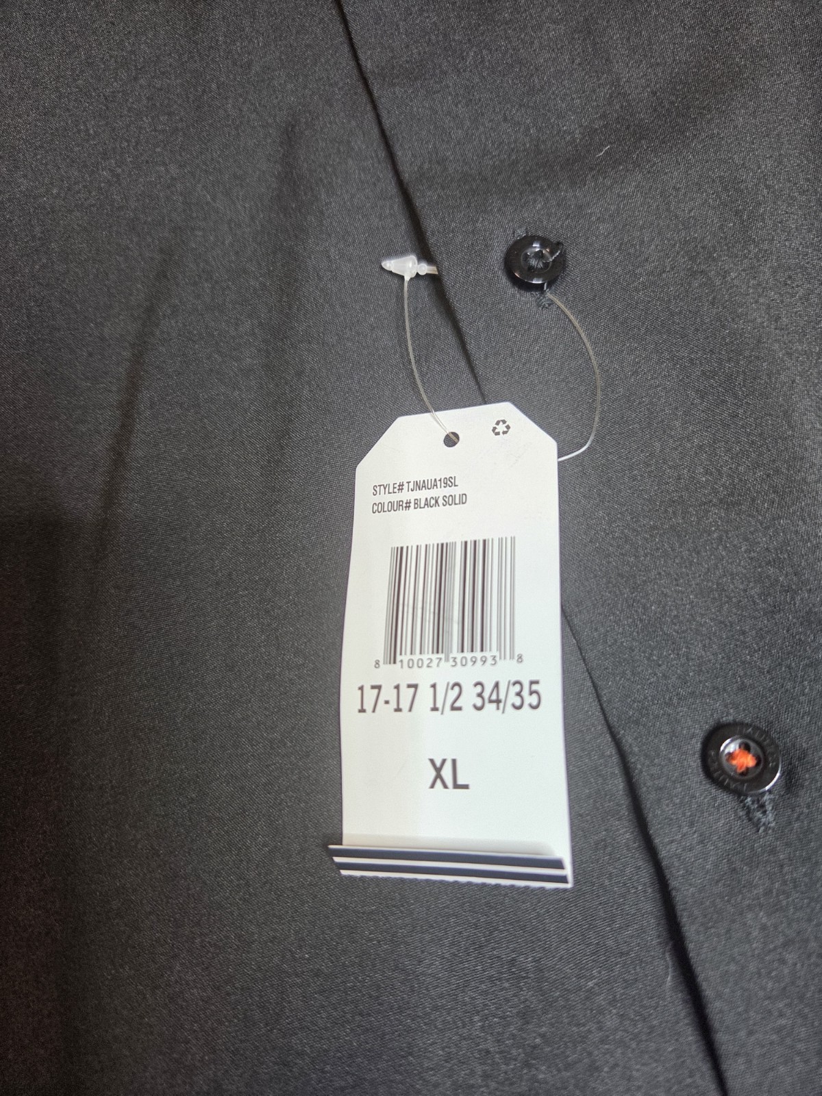 Nautica Slim Fit Performance Dress Shirt Stretch Black Solid XL 17-17 1/2 34/35.