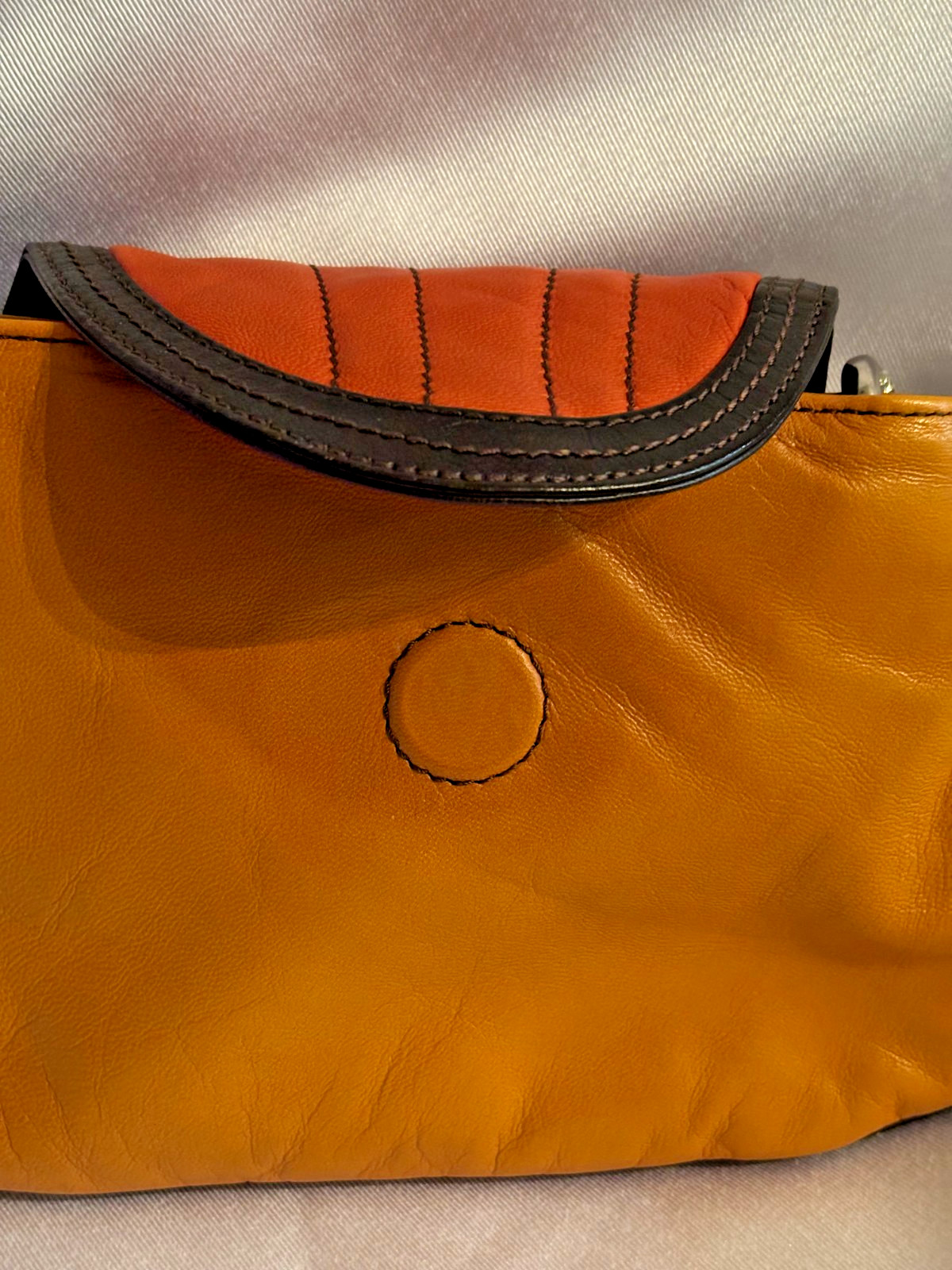 Authentic Roberto Cavalli Freedom Leather Shoulder Bag Italy Orange Y2K Rare